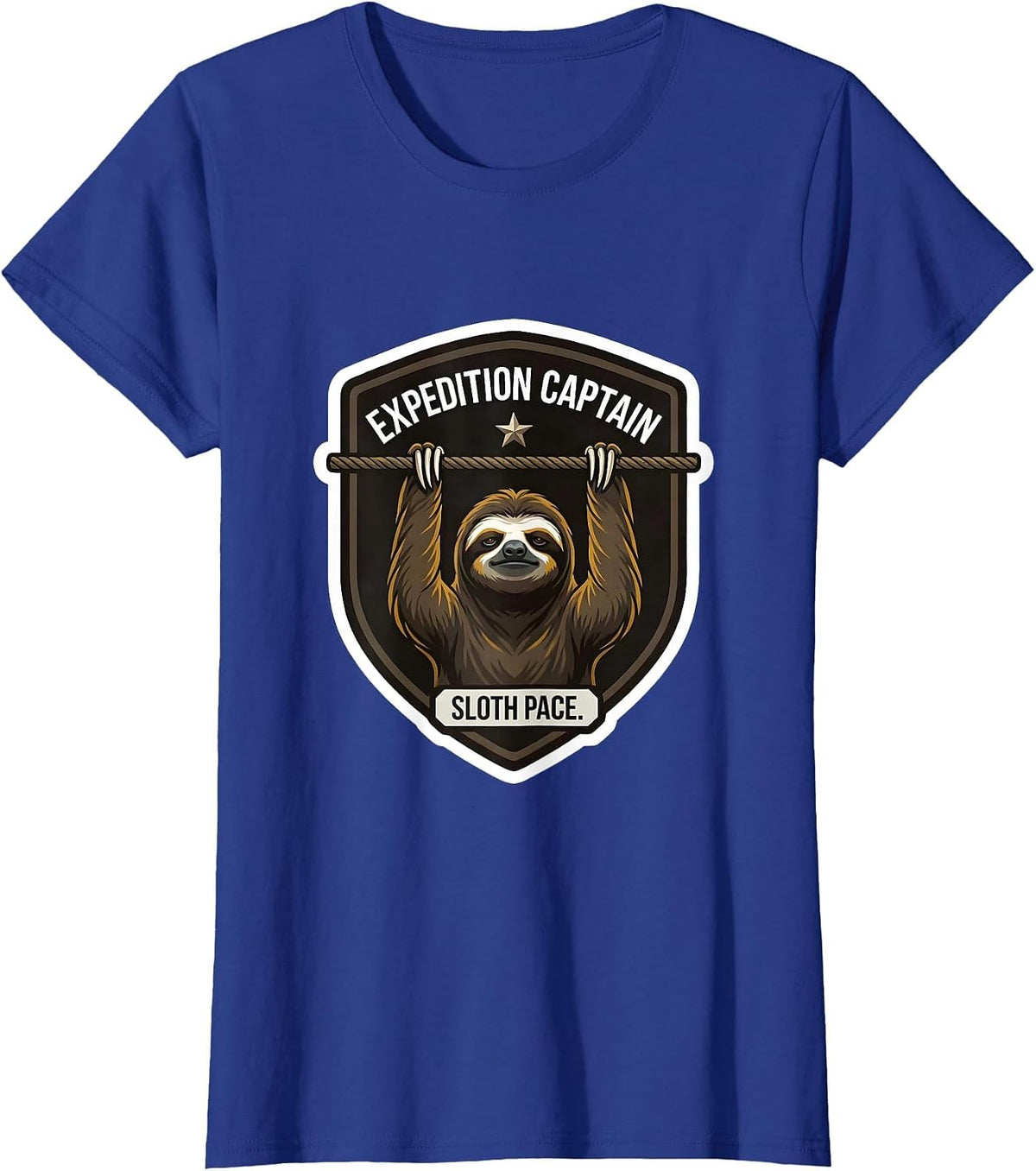 Women's Expedition Captain Sloth Pace Funny Sloth Lover Gift T-Shirt - Royal Blue