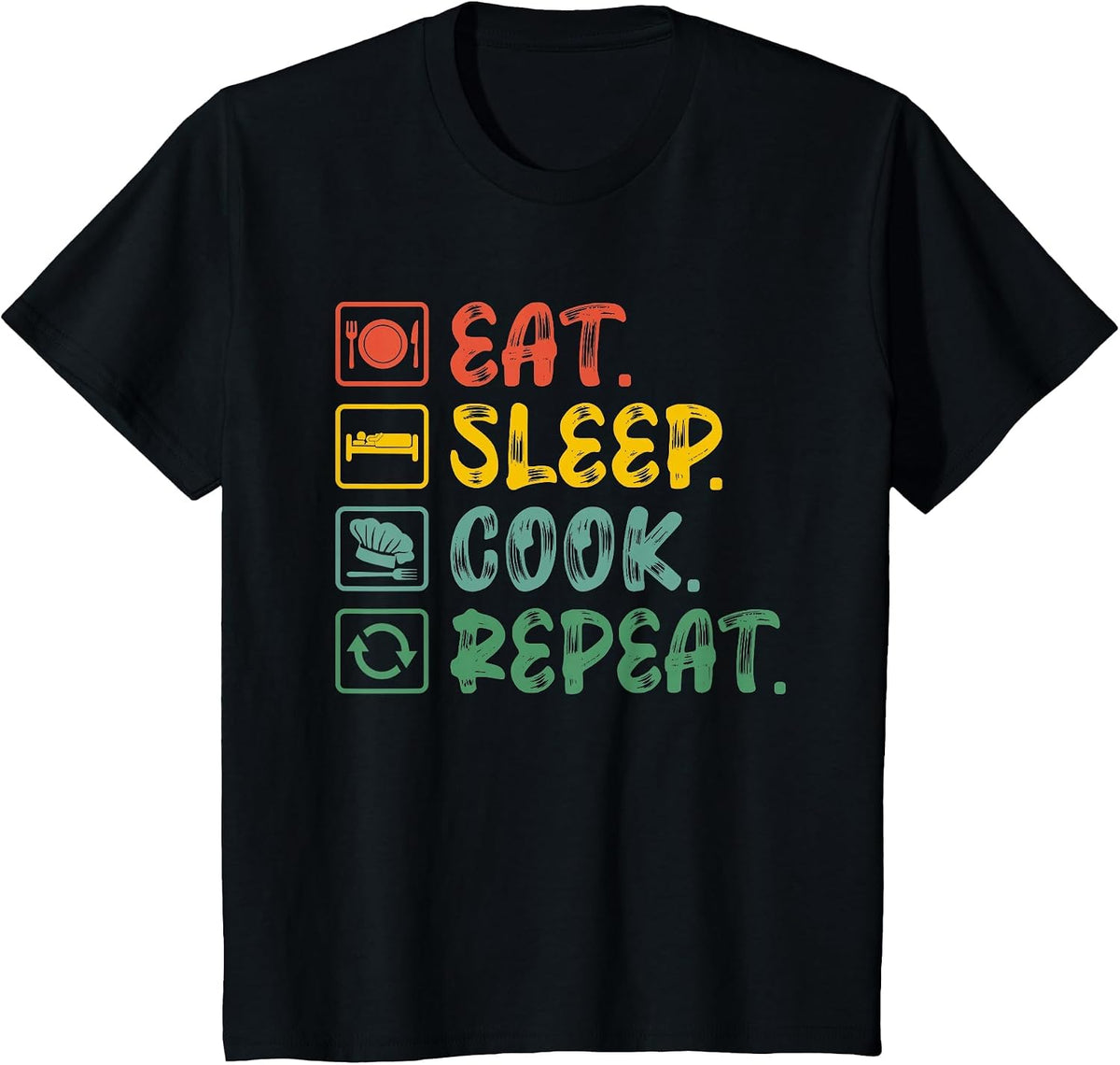 Eat Sleep Cook Repeat T-Shirt - Black