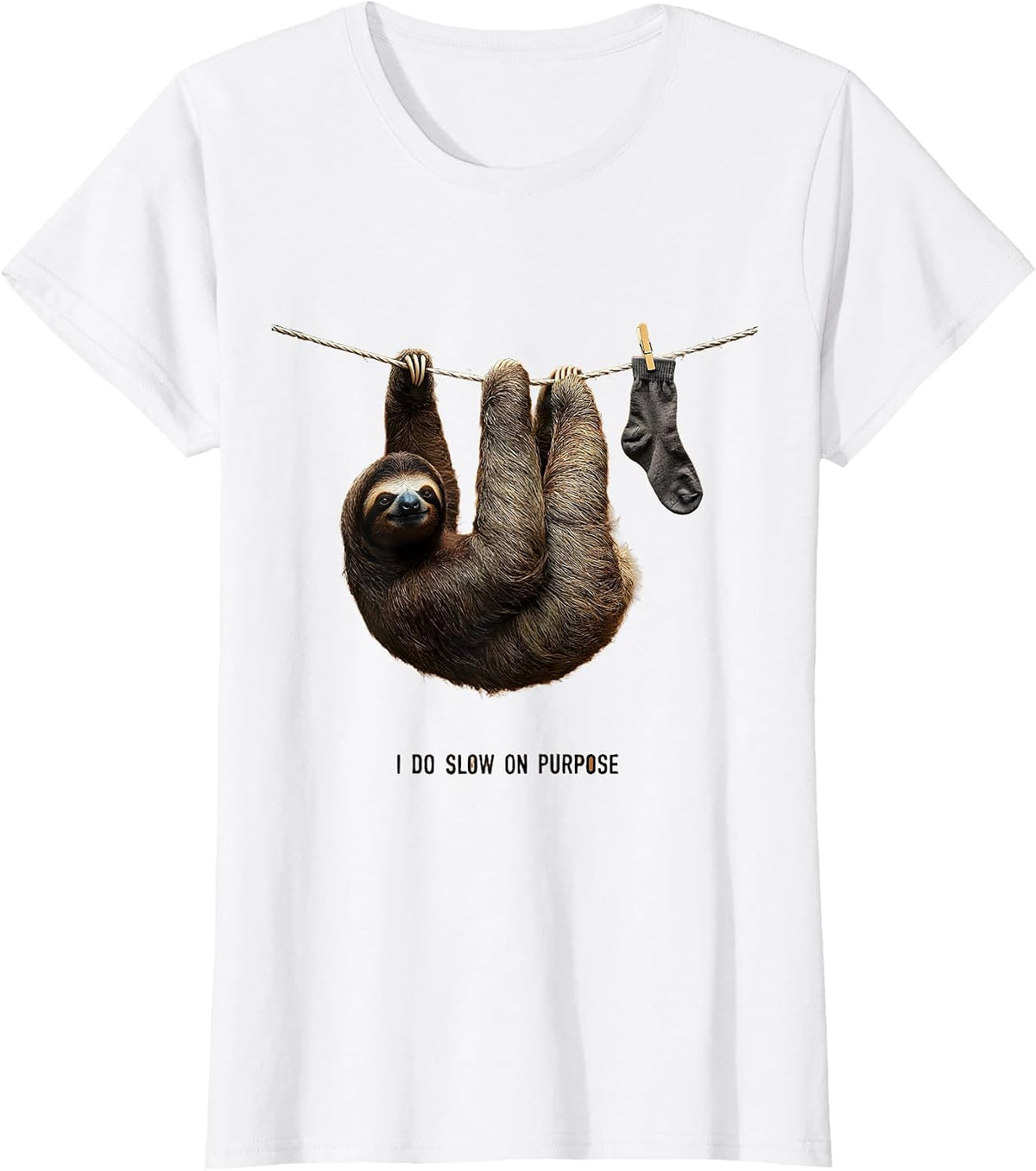 I Do Slow On Purpose Funny Sloth Novelty Animal Humor Gift T-Shirt - White
