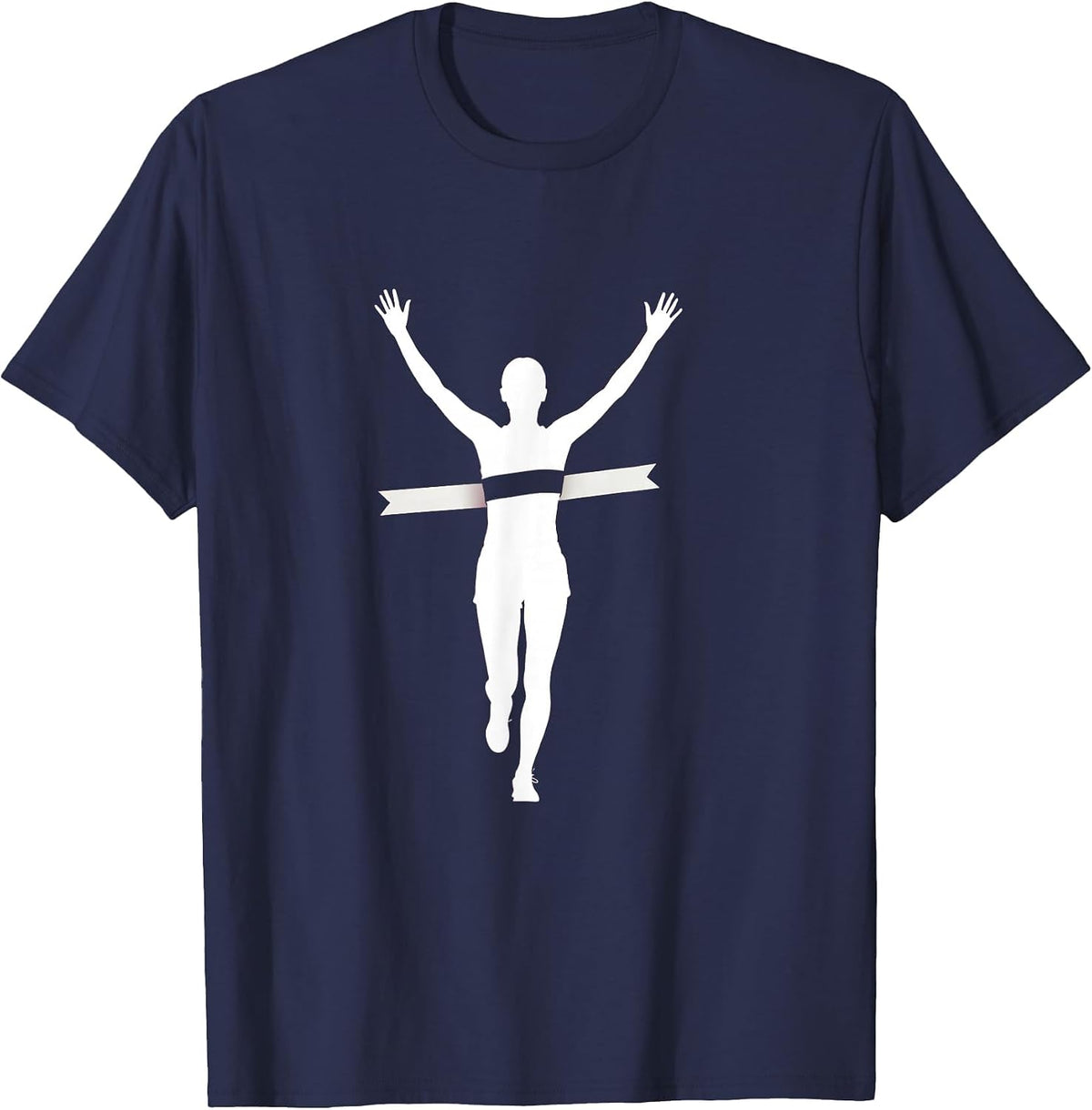 Men's Runner Crossing the Finish Line Graphic Tee T-Shirt - Navy Blue