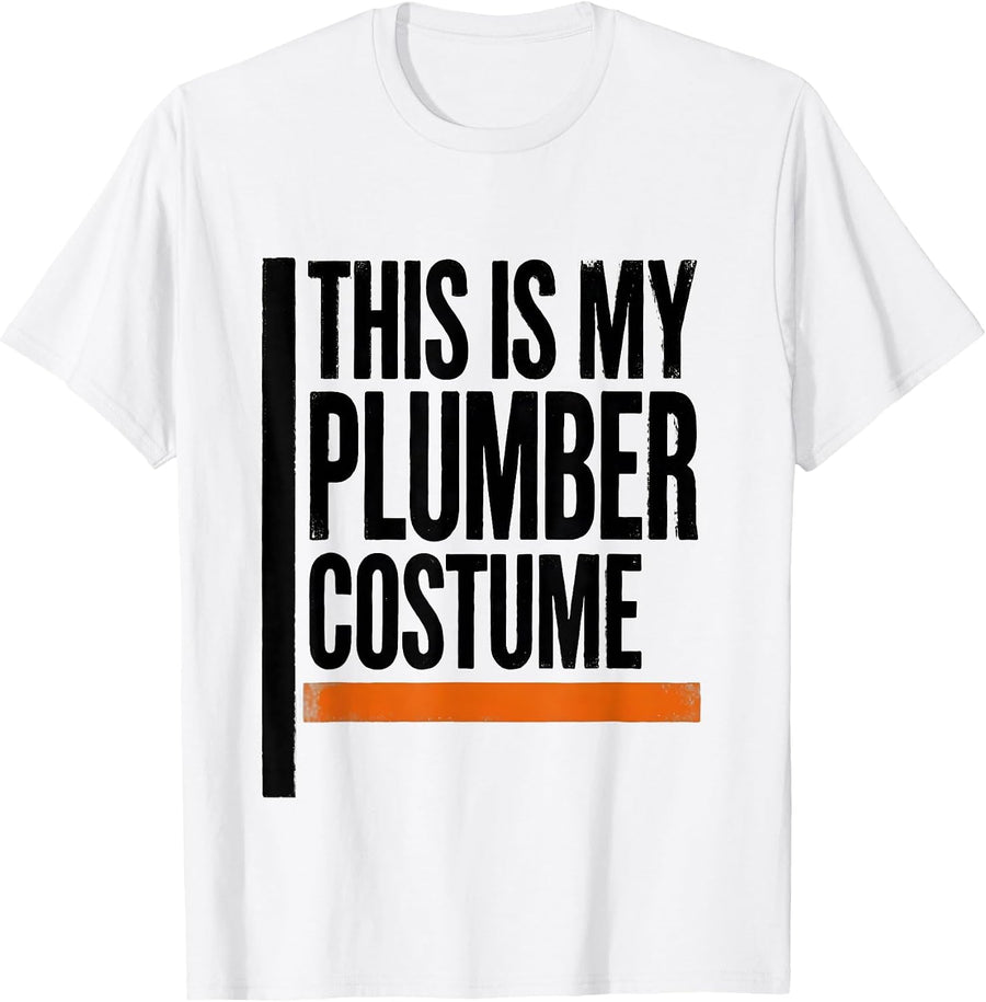 Men's THIS IS MY PLUMBER COSTUME Funny Lazy Halloween Costume T-Shirt - White