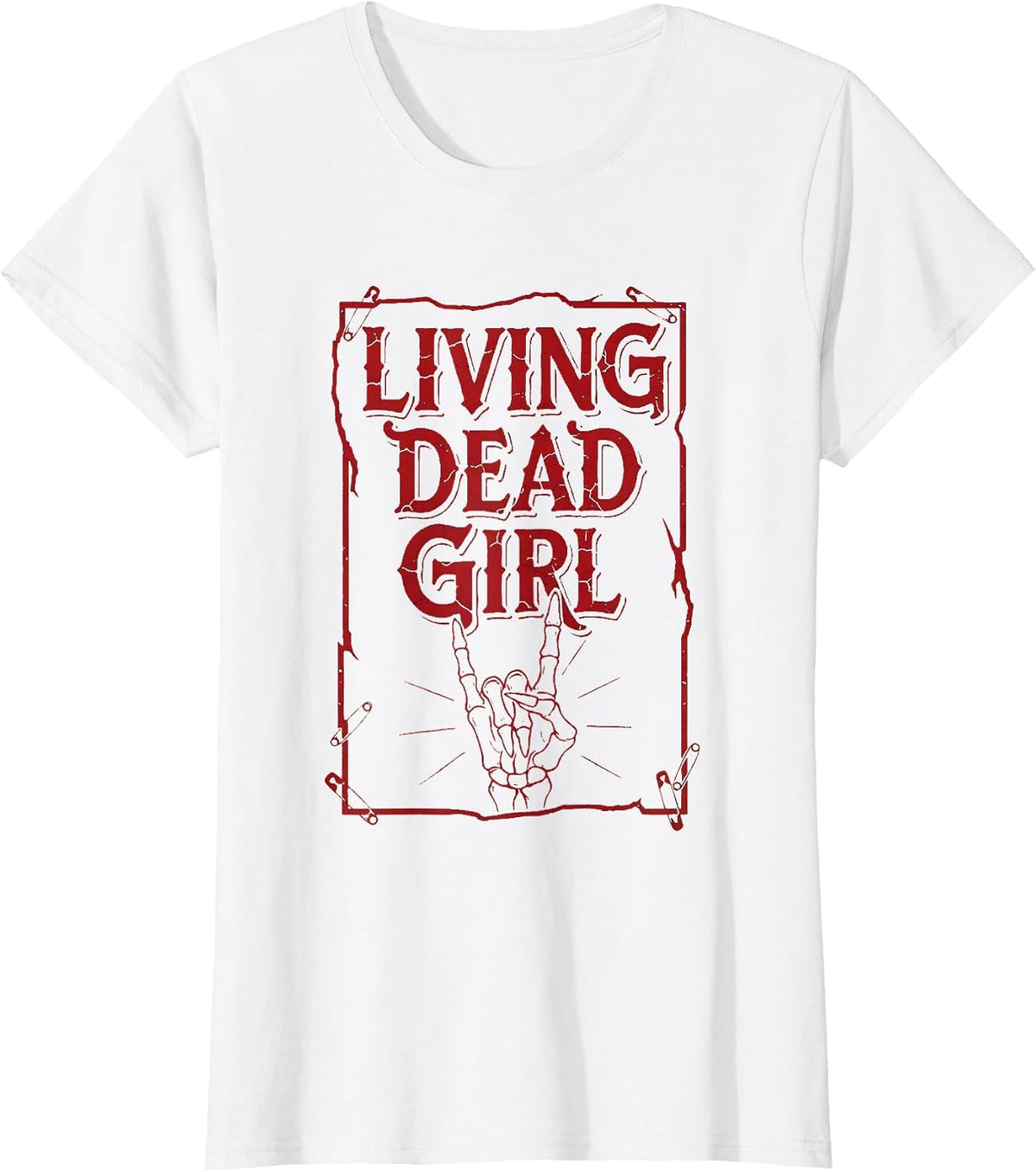 Living Dead Girl Vintage Retro Rock N Roll Zombie Design T-Shirt - White