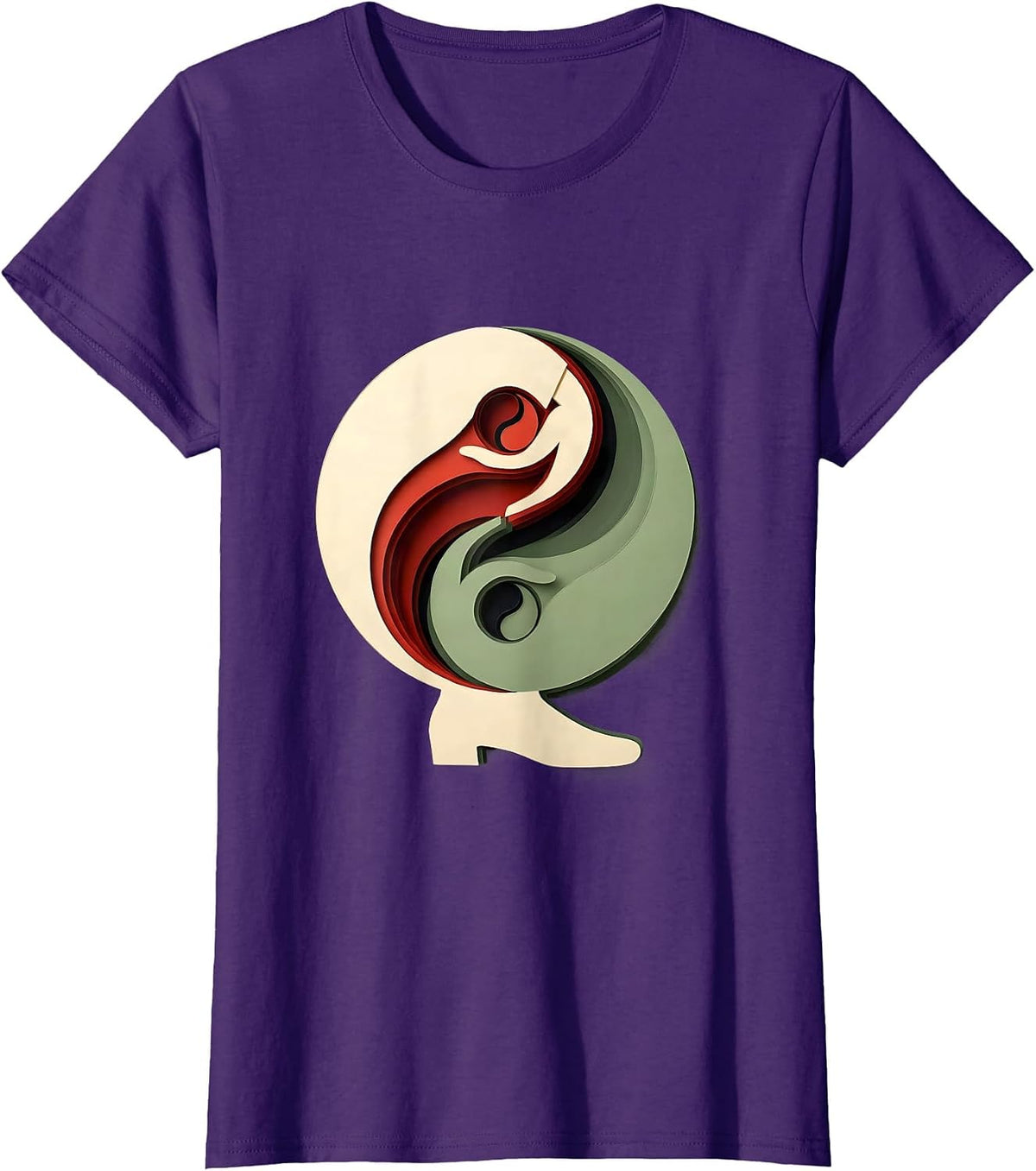 Women's Taijitu Paper-Cut Martial Arts Yin Yang Tai Chi T-Shirt - Purple