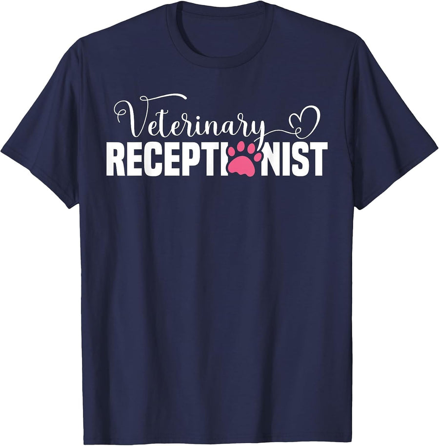 Veterinary Receptionist Appreciation Vet Receptionist T-Shirt - Navy Blue