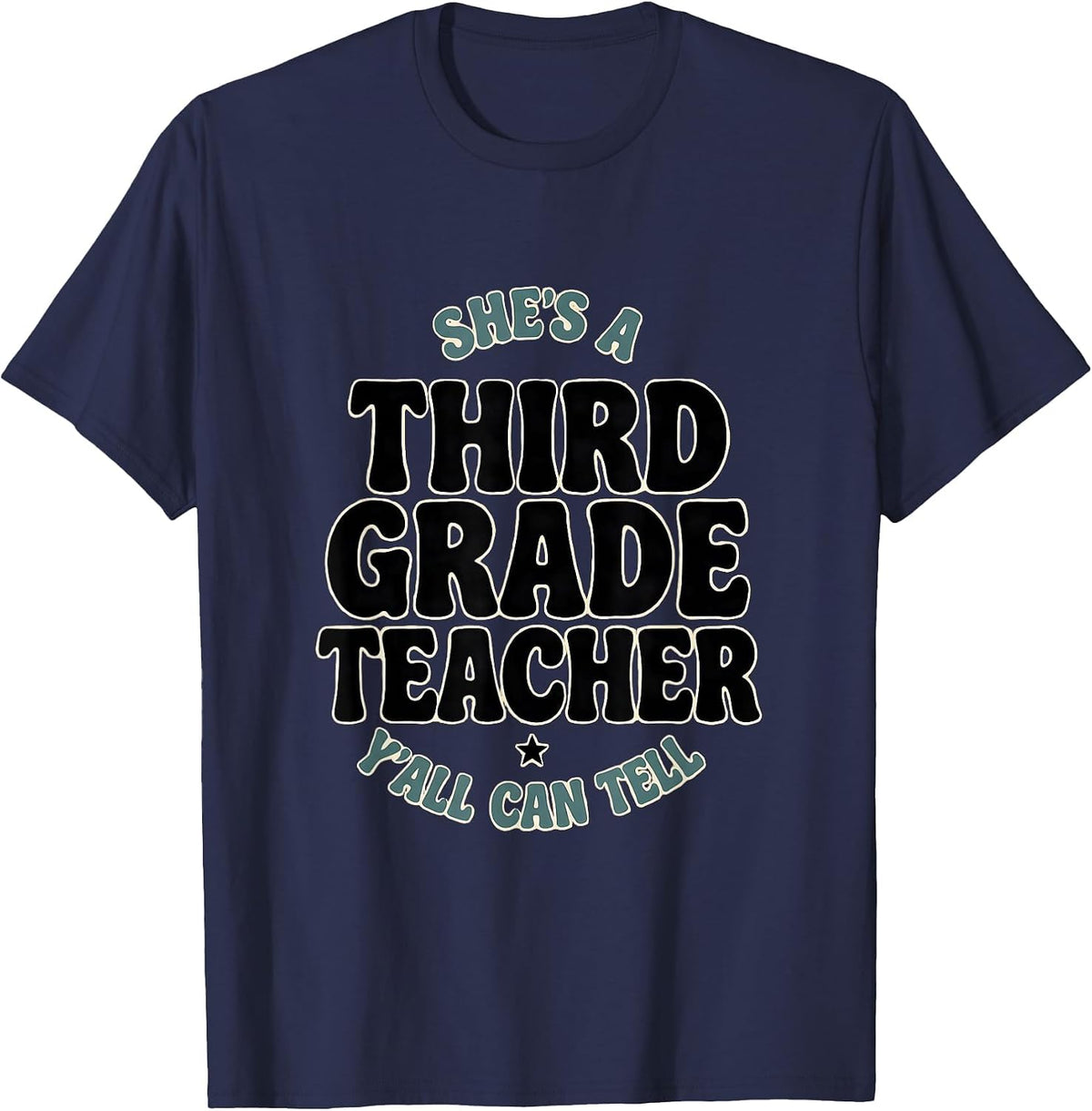 Men's She's A Third Grade Teacher Y'all Can Tell Western T-Shirt - Navy Blue
