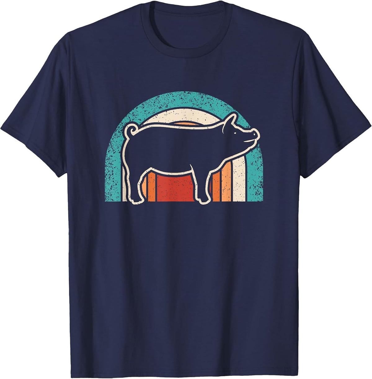 Retro Pig Lover Farmer Farming Men Women Kids T-Shirt - Navy Blue