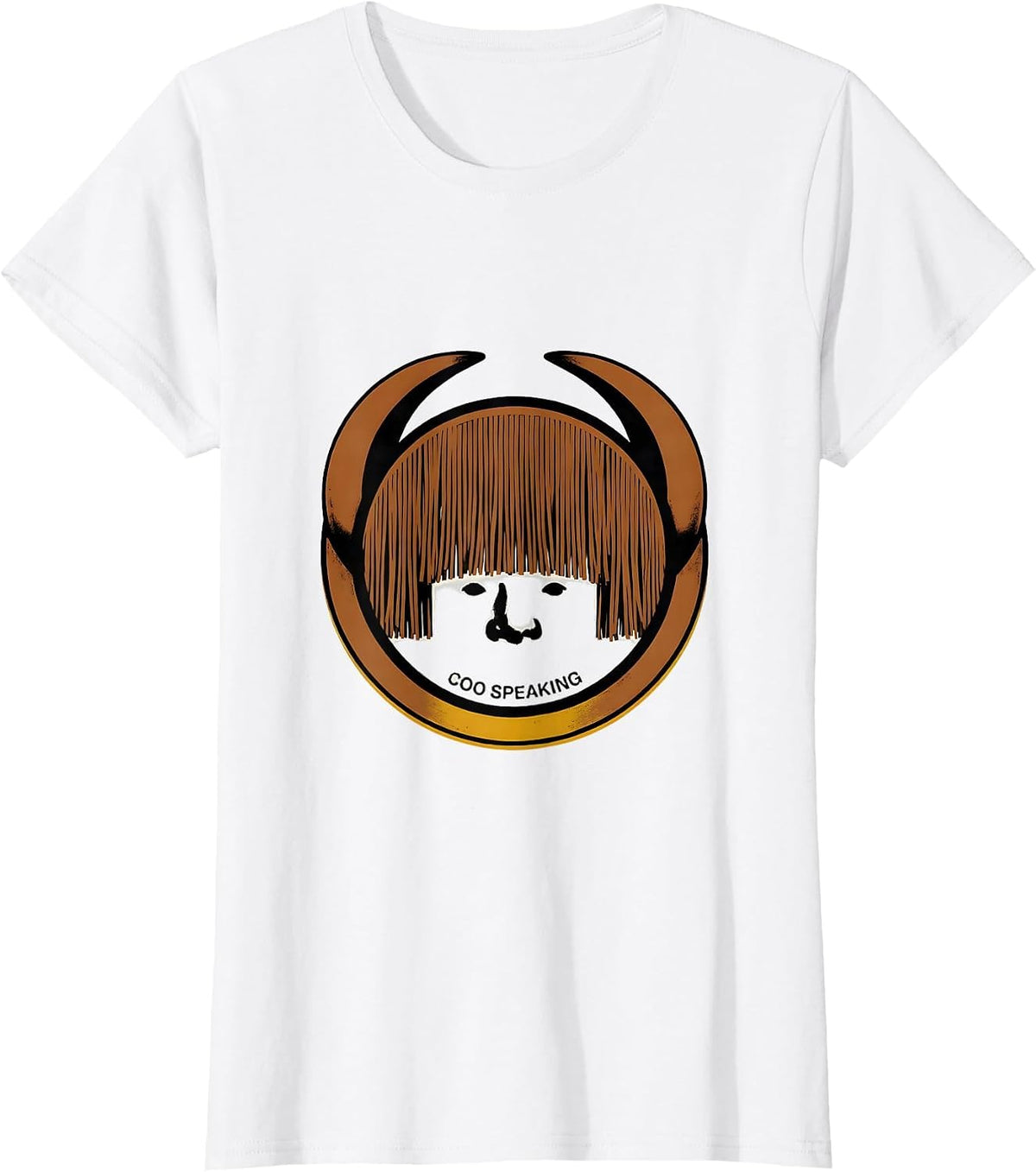 Coo Speaking Editorial Conceptual Highland Cow Whimsical T-Shirt - White