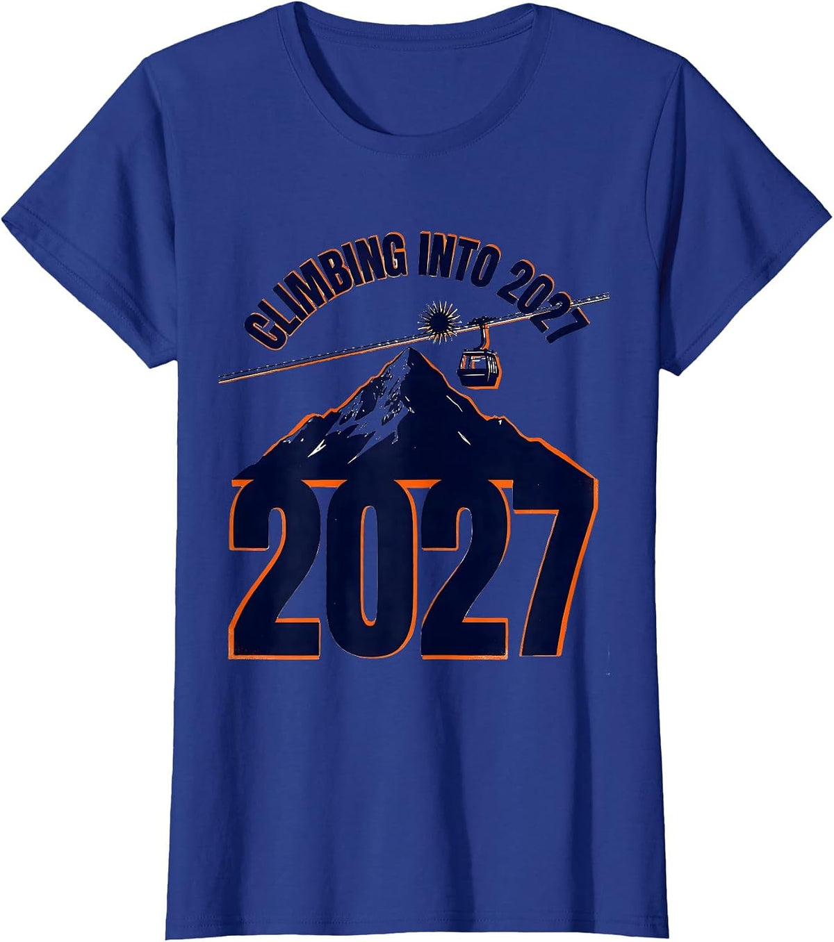 Women's Climbing Into 2027 Screenprint Poster New Year Family Party T-Shirt - Royal Blue