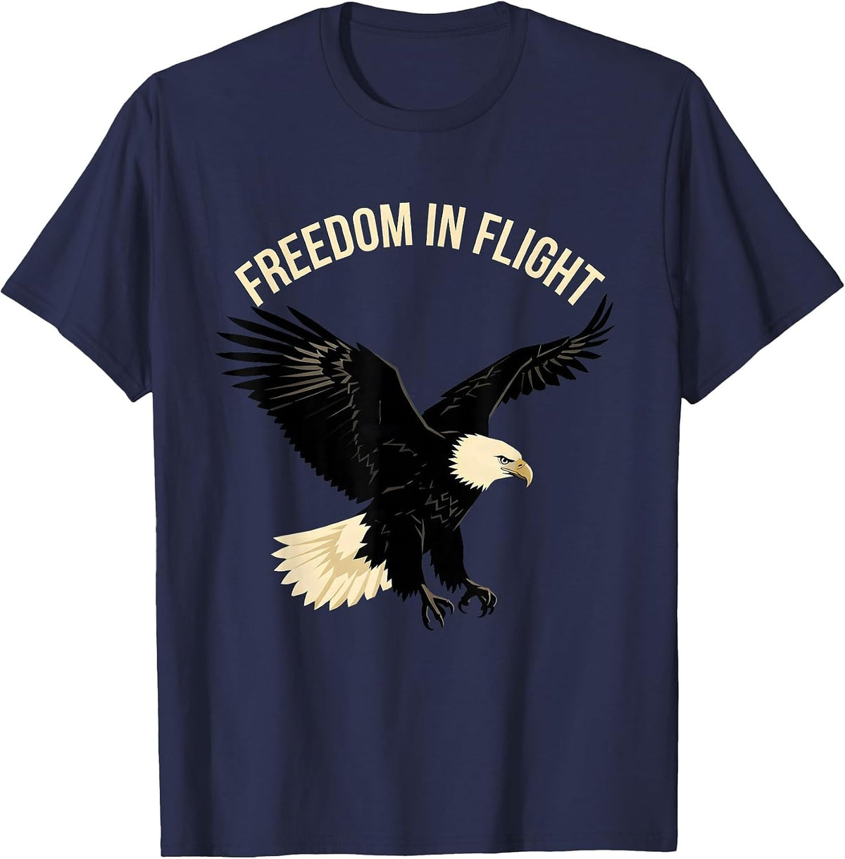 Freedom In Flight Bald Eagle Silhouette Patriotic Wildlife T-Shirt - Navy Blue