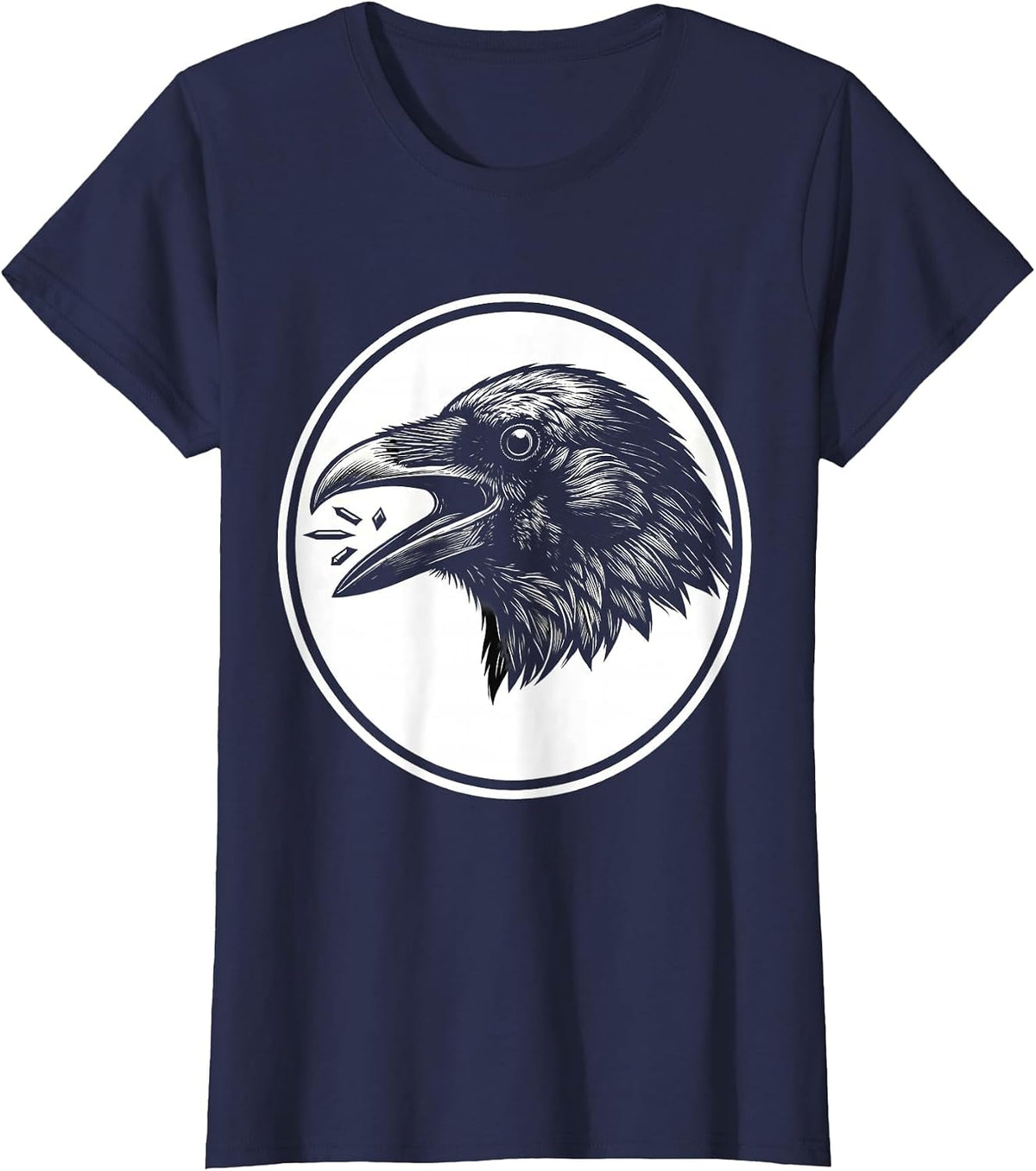 Women's Crow Raven Gothic Bird Humor Vintage T-Shirt - Navy Blue
