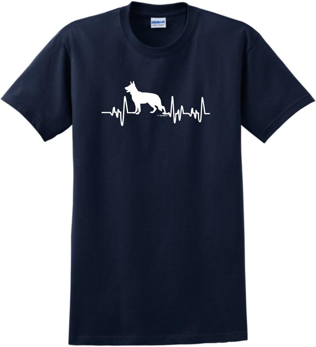 German Shepherd Gifts Dog Lover Heartbeat T-Shirt - Navy