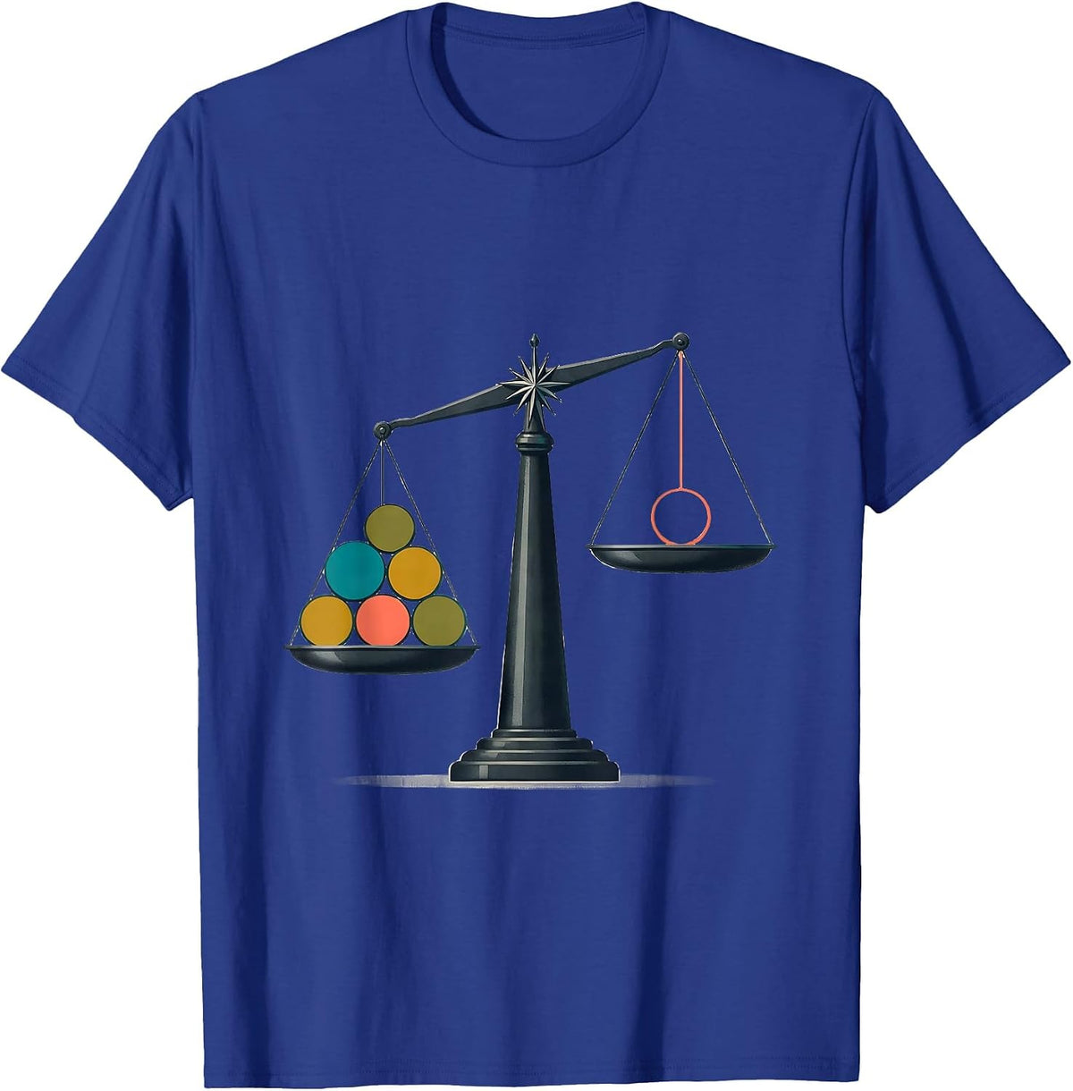 Midcentury Atomic Balance Pluto Demotion Retro Space Humor T-Shirt - Royal Blue