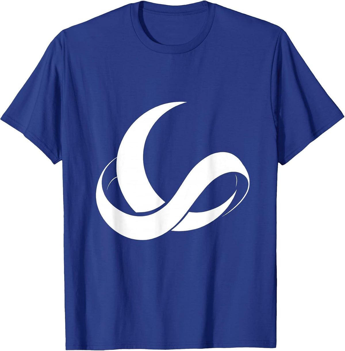 Crescent Moon Galaxy Ribbon Cosmic Art T-Shirt - Royal Blue