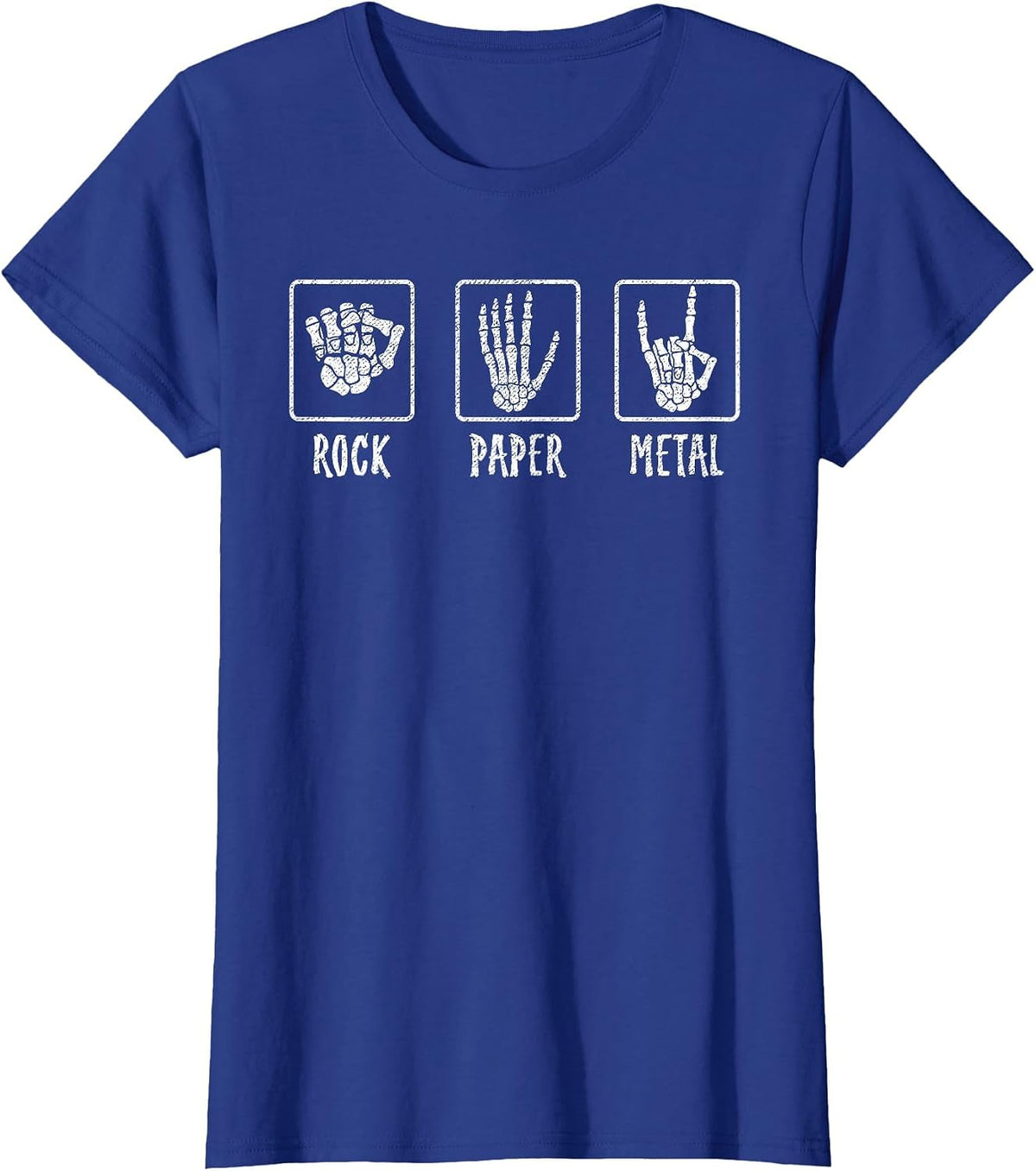 Heavy Metal Fan - Guitar and Skull Graphic T-Shirt - Royal Blue