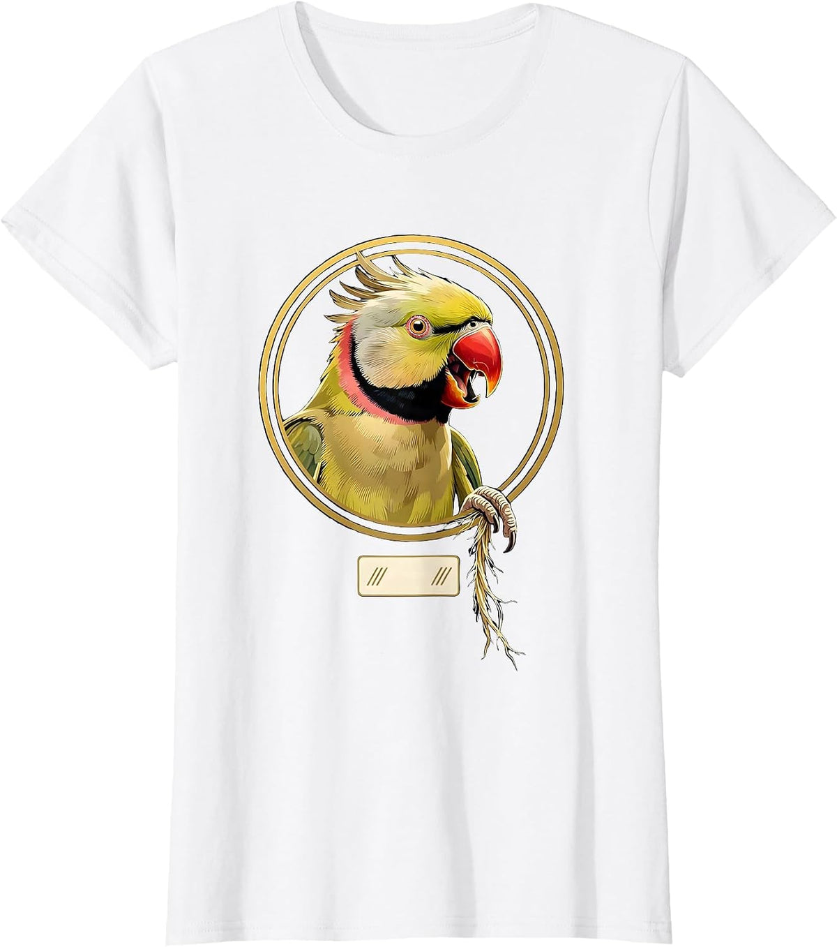 Women's Indian Ringneck Parakeet Bird Owner Humor Emblem T-Shirt - White
