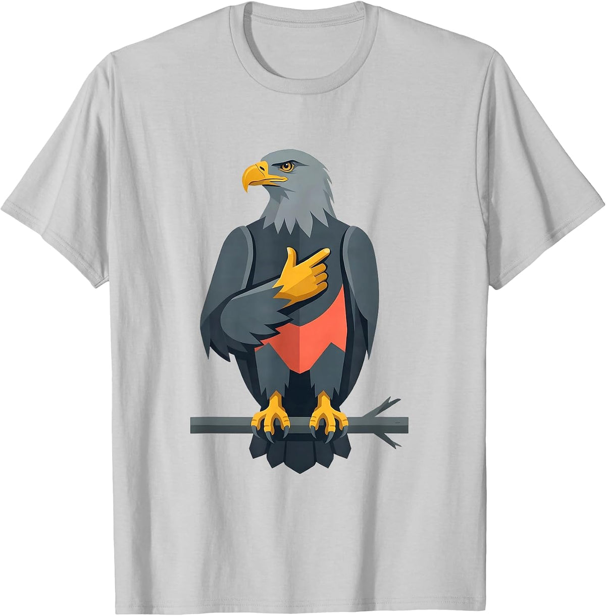 Men's Bald Eagle Flat Vector Patriotic Nature Lover T-Shirt - Silver Grey