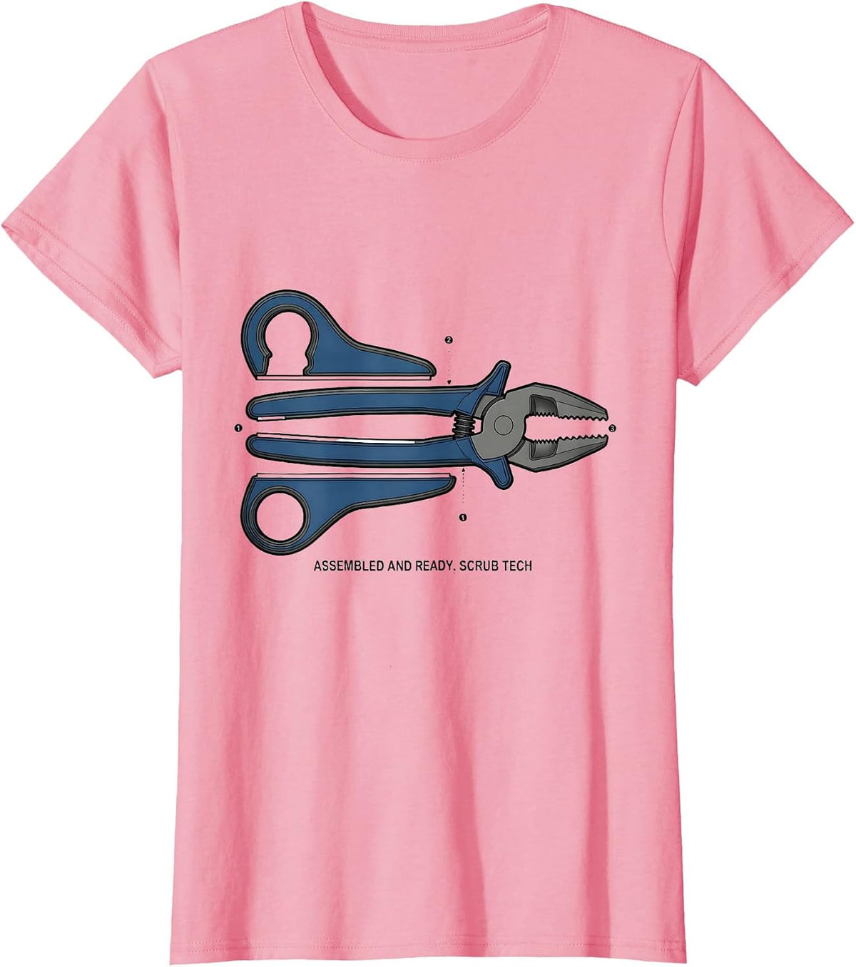 Women's Assembled And Ready Scrub Tech Surgical Technologist Humor T-Shirt - Pink