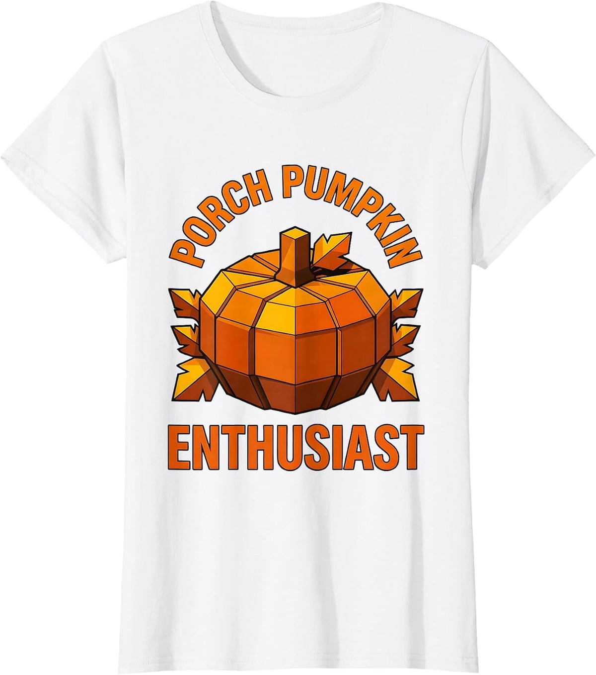 Porch Pumpkin Enthusiast Fall Season Design T-Shirt - White