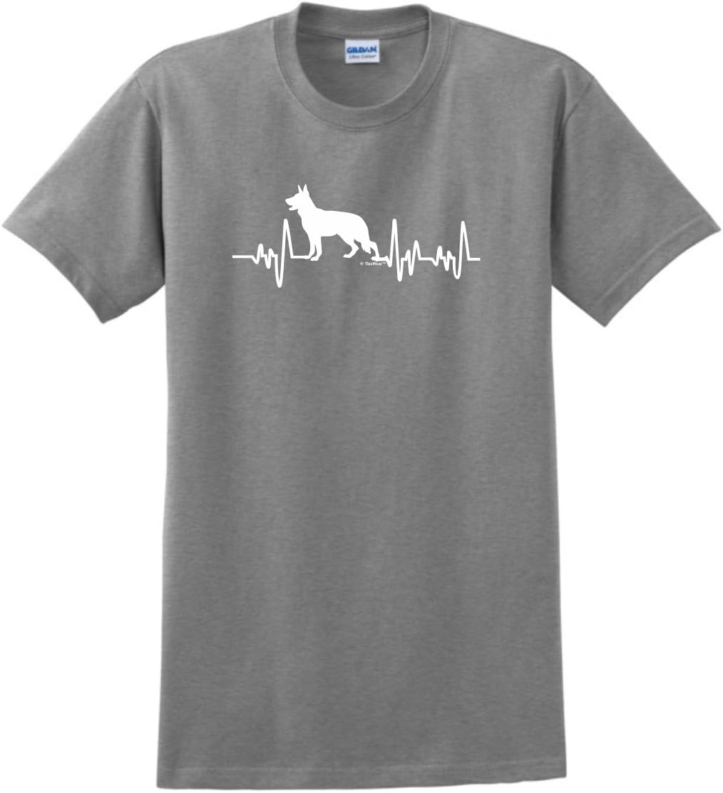 German Shepherd Gifts Dog Lover Heartbeat T-Shirt - Sport Grey