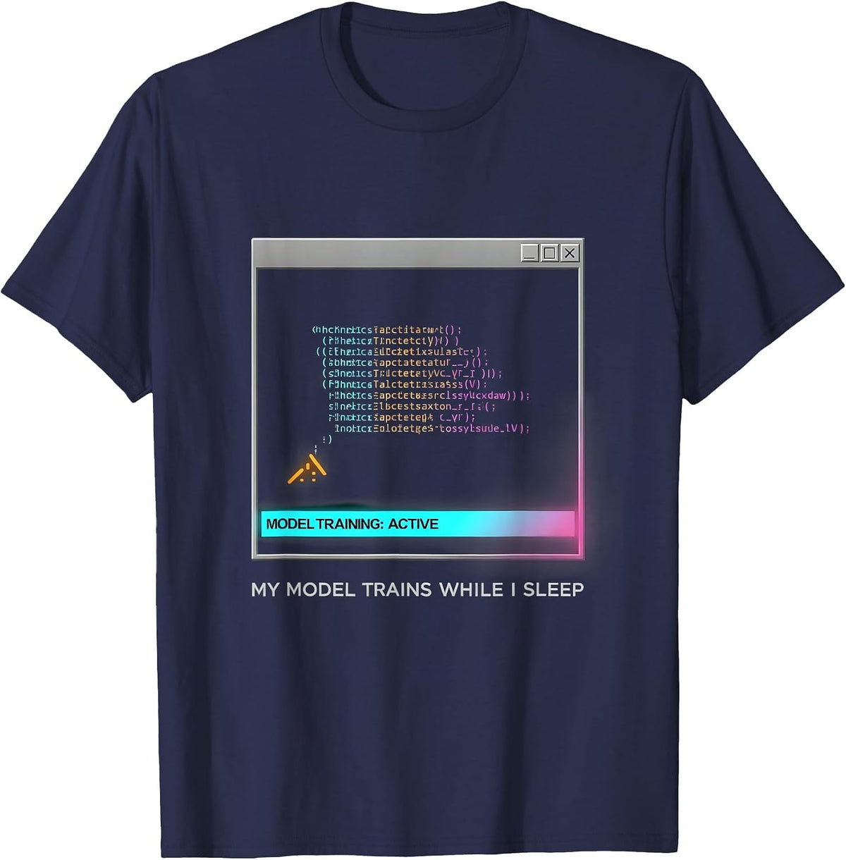 My Model Trains While I Sleep Funny Programmer Developer T-Shirt - Navy Blue