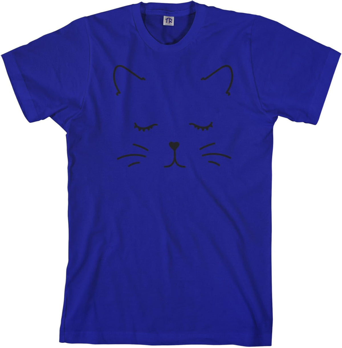Threadrock Men's Kitty Cat Face T-Shirt - Royal Blue