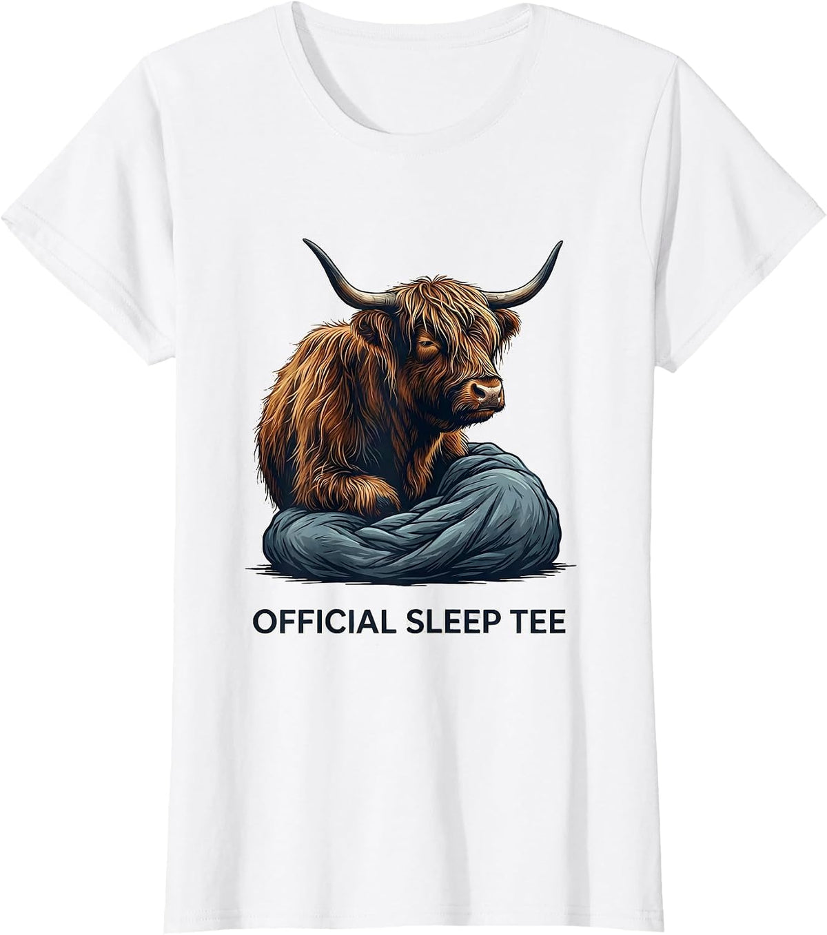 Women's Official Sleep Tee Cozy Highland Cow Pajama Nightgown T-Shirt - White