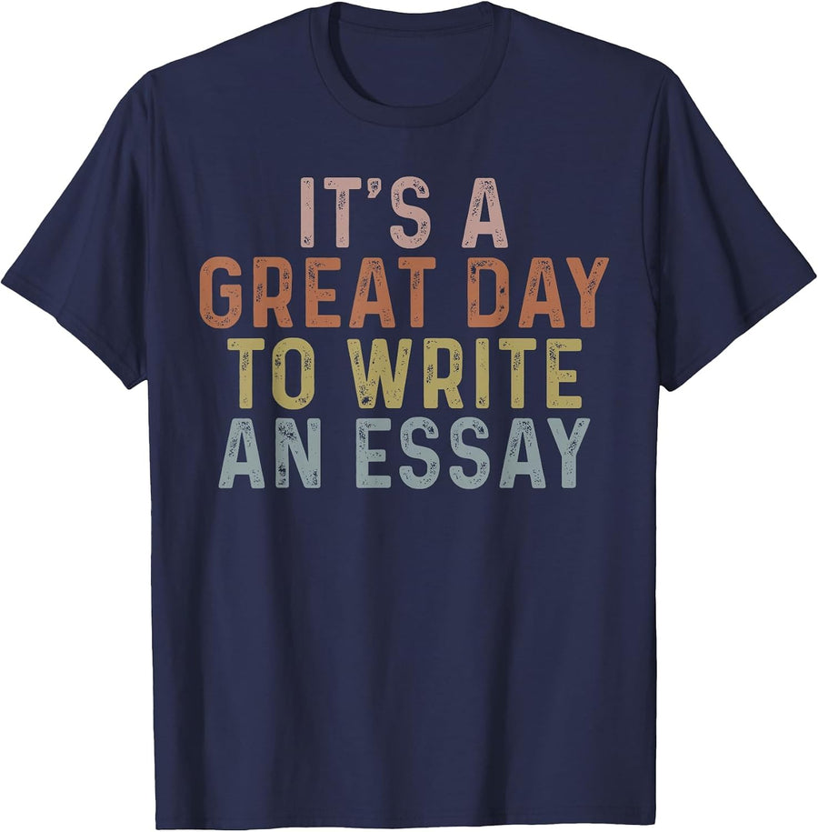 Its A Good Day to Write an Essay English Teacher Vintage T-Shirt - Navy Blue