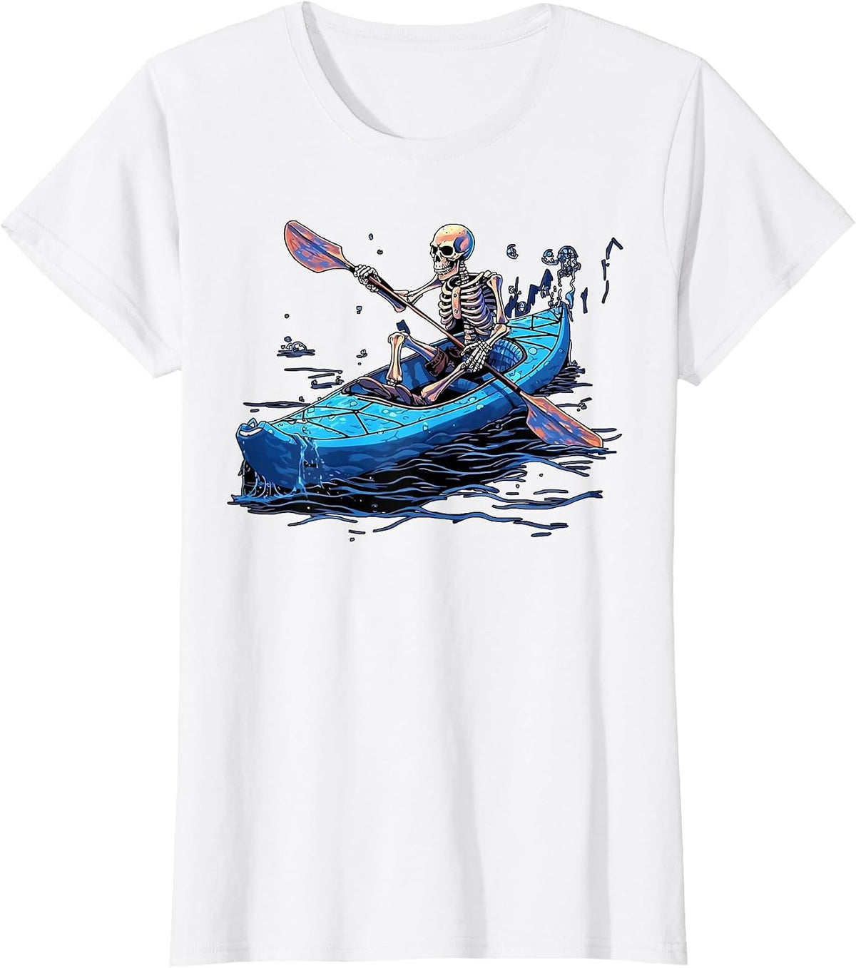 Kayaking Skeleton Kayak Canoe Canoeing Skeleton T-Shirt - White