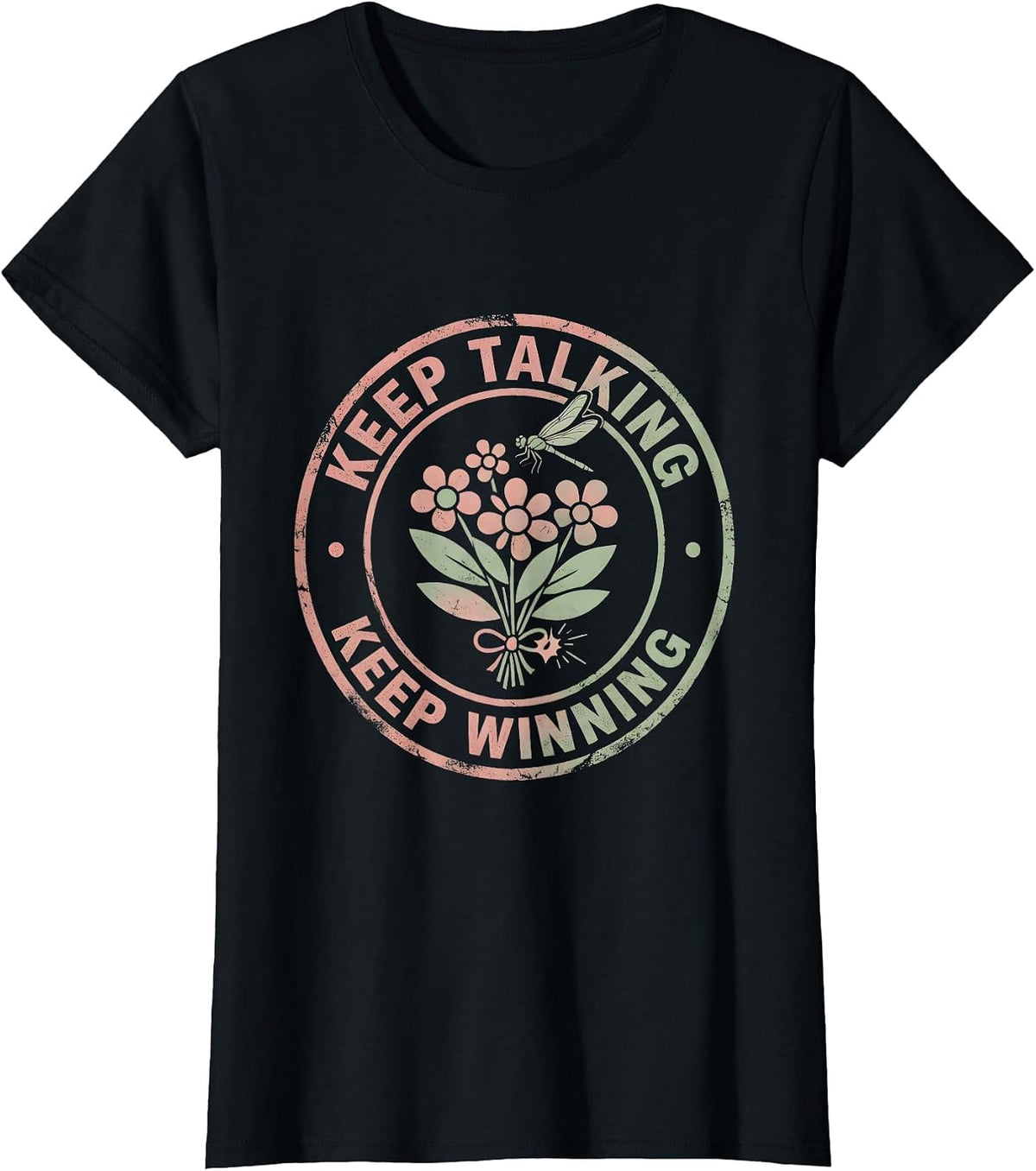 Women's Keep Talking Keep Winning Free Speech Design T-Shirt - Black