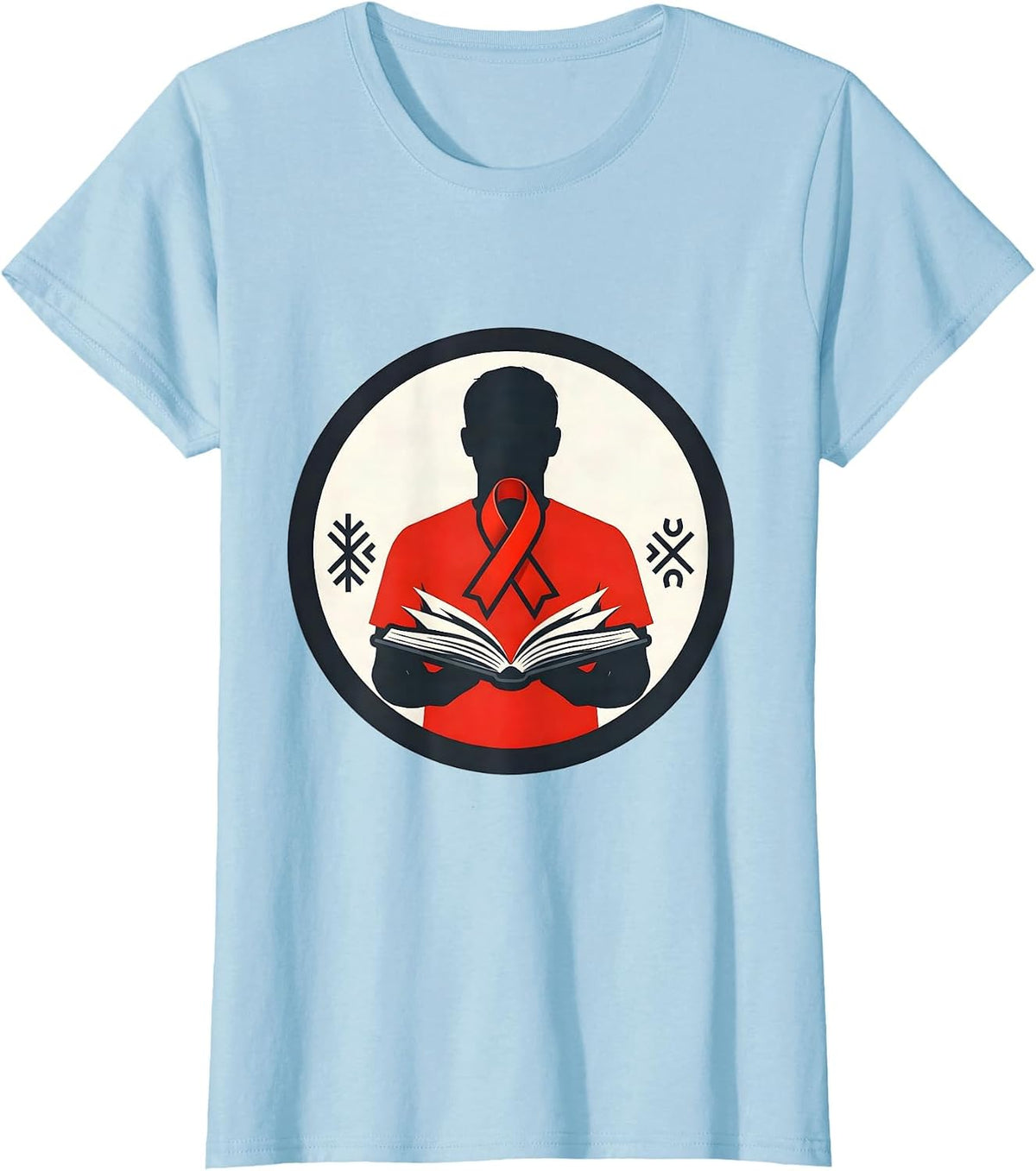 Sealed Badge Dyslexia Awareness Teacher October T-Shirt - Baby Blue