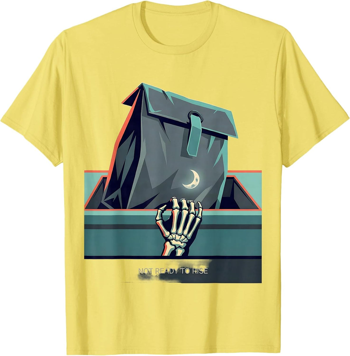 Men's Not Ready To Rise Funny Pharmacy Tech Halloween Skeleton T-Shirt - Lemon Yellow