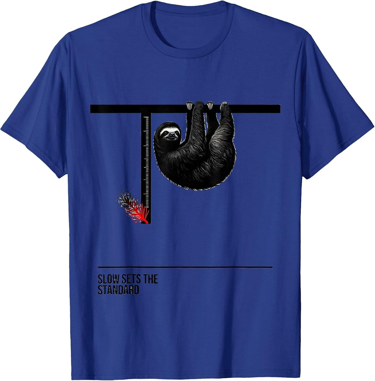 Slow Sets The Standard Funny Sloth Lover Ugly Christmas T-Shirt - Royal Blue