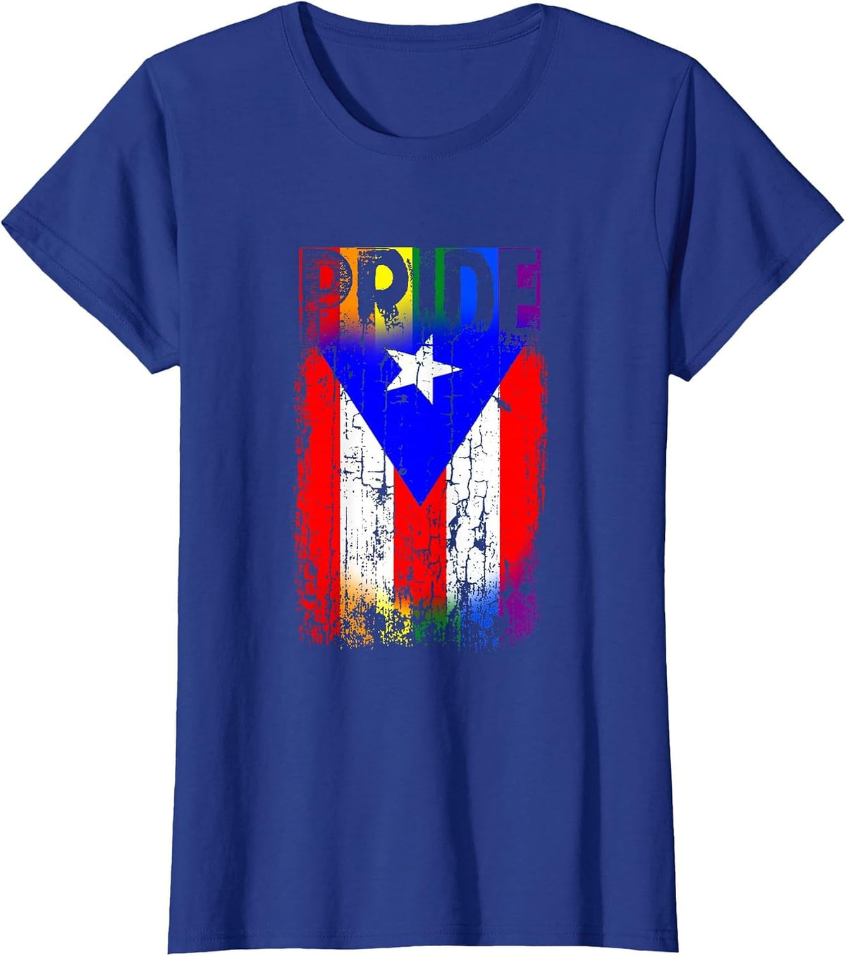 Puerto Rico Rican Gay Pride Flag LGBTQ Boricua Distressed T-Shirt - Royal Blue