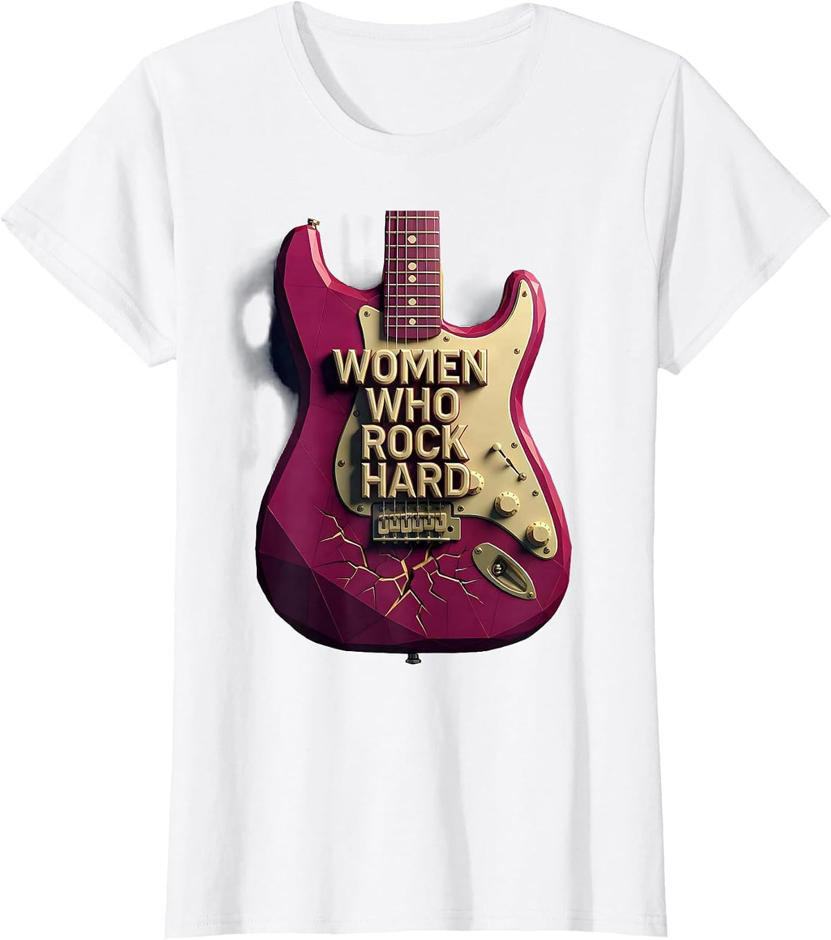 Women Who Rock Hard Band Music Graphic Design T-Shirt - White