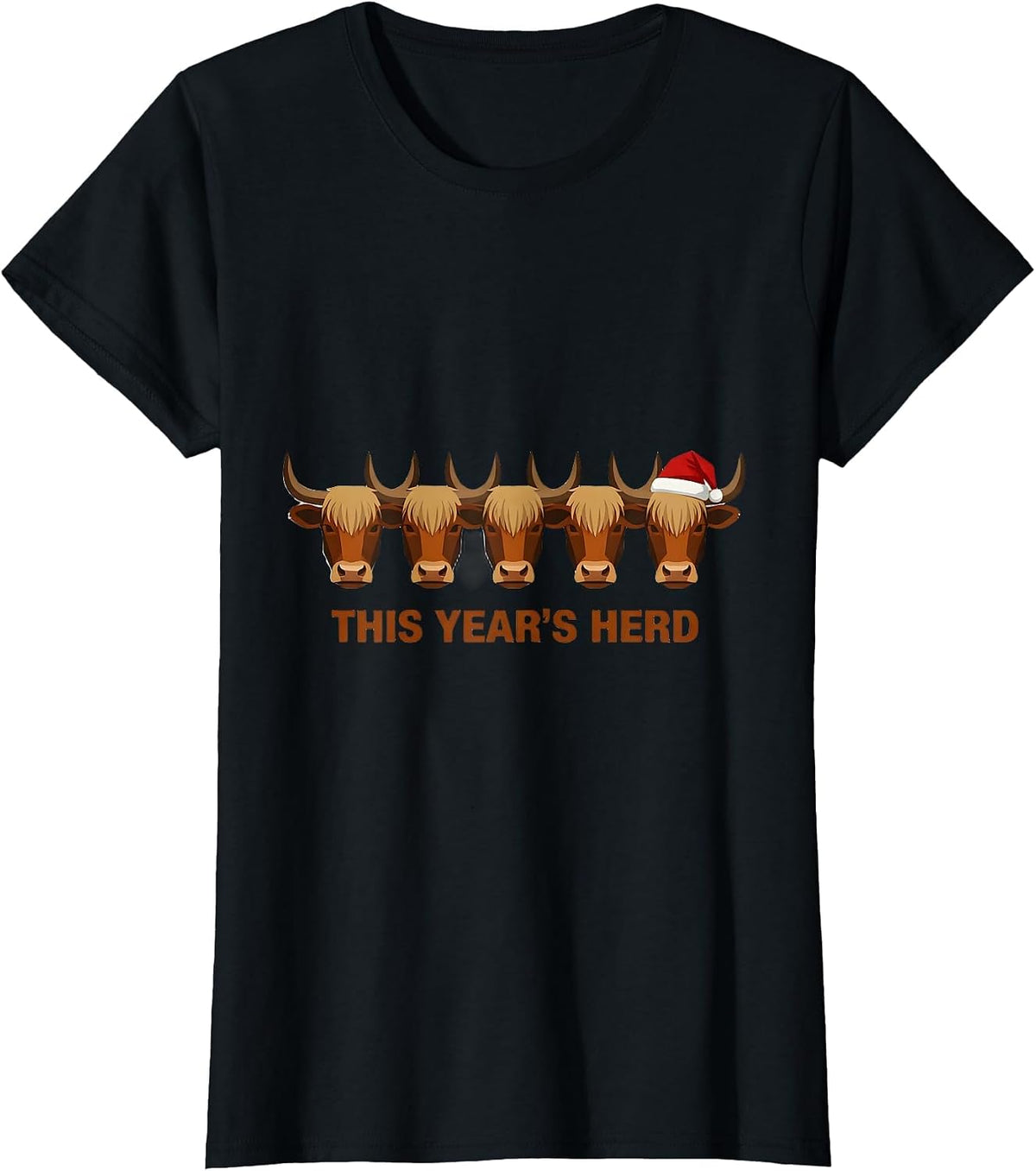 This Year's Herd Funny Highland Cow Christmas Farm Humor T-Shirt - Black