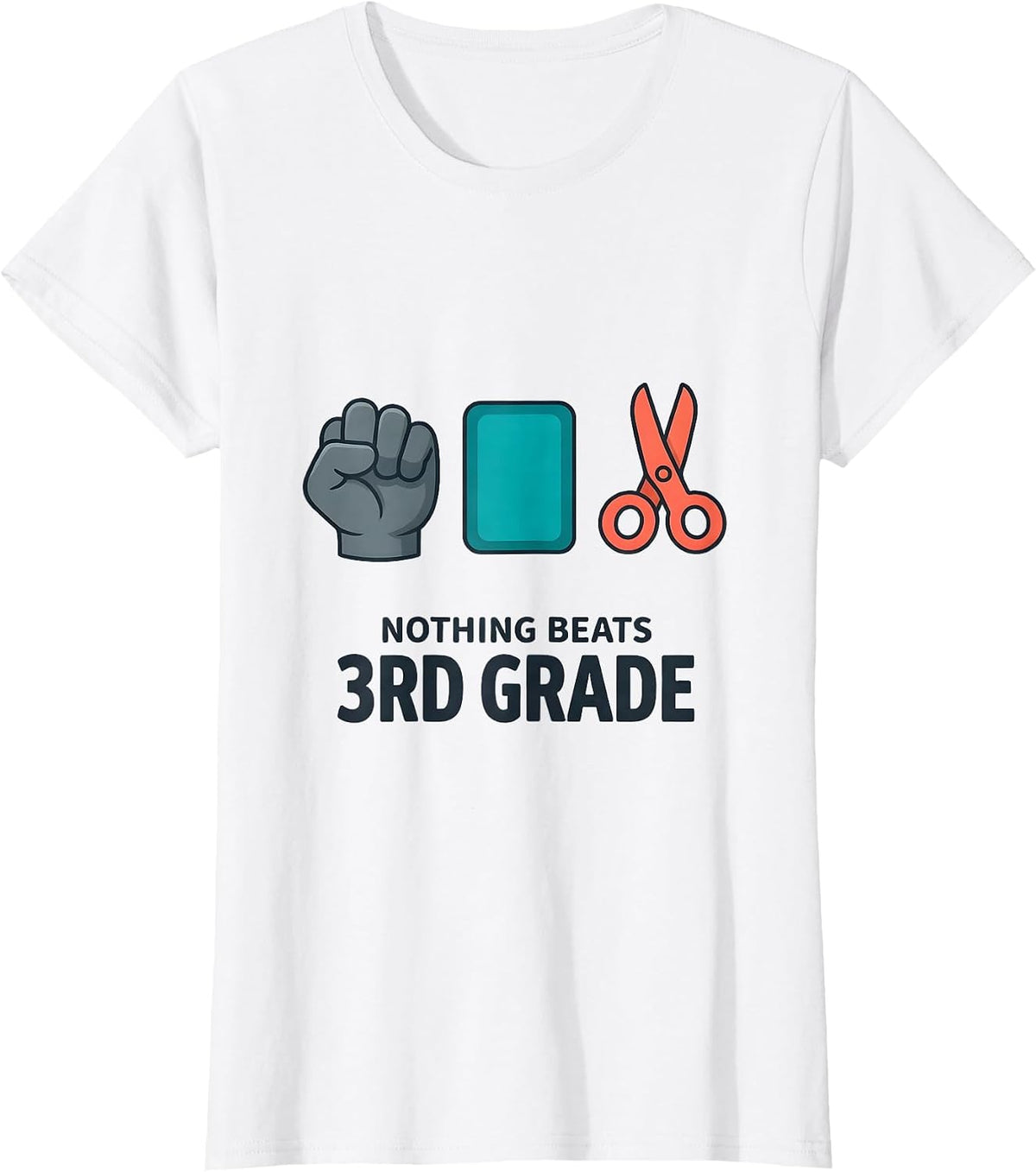 Women's Nothing Beats 3rd Grade Back to School Rock Paper Scissors T-Shirt - White