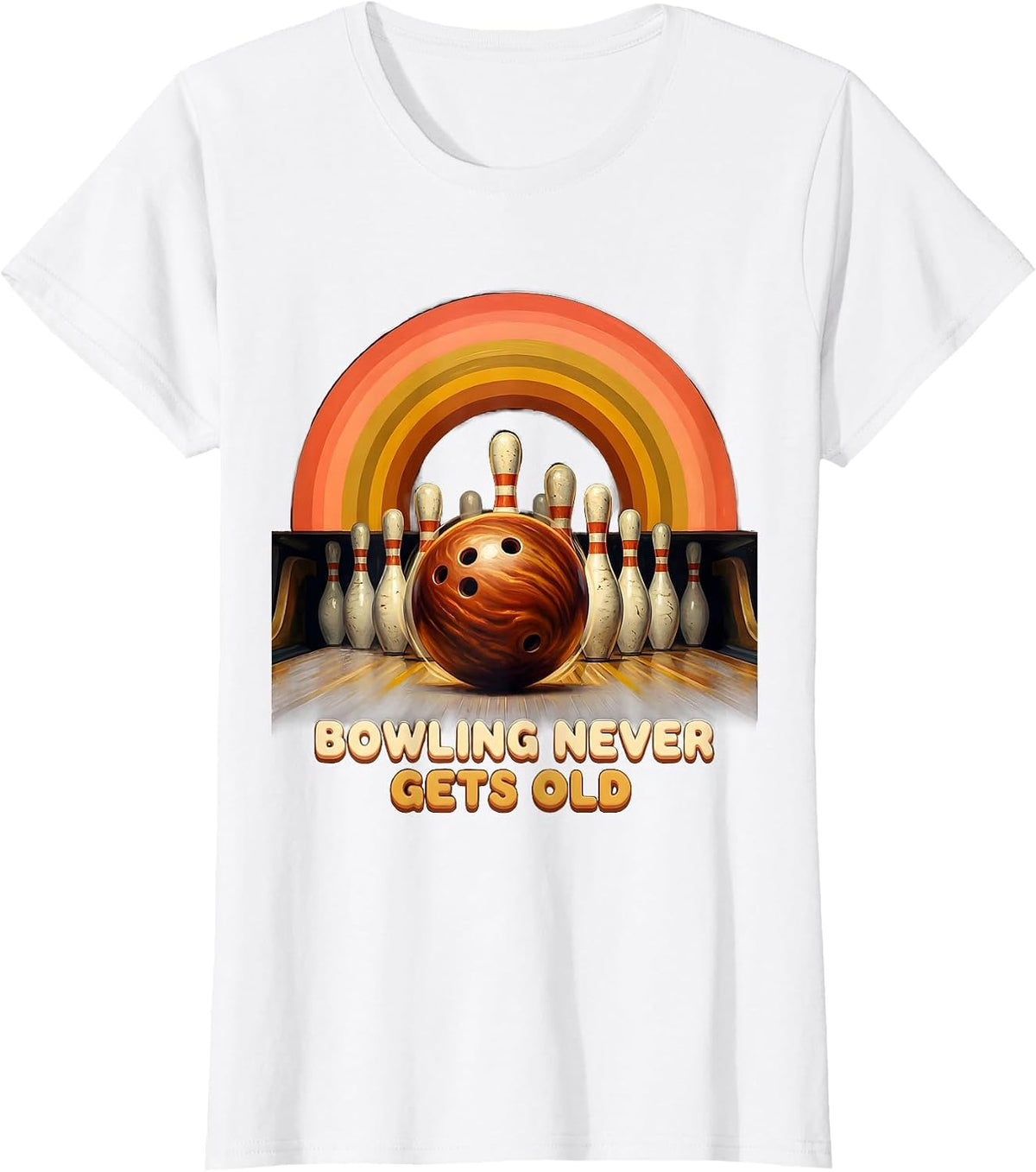 Bowling Never Gets Old Classic Bowling Design T-Shirt - White