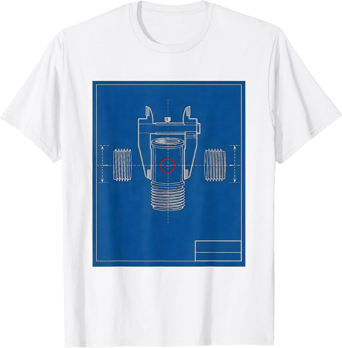 Men's Threaded Pipe Nipple Plumbing Trade Humor Blueprint T-Shirt - White