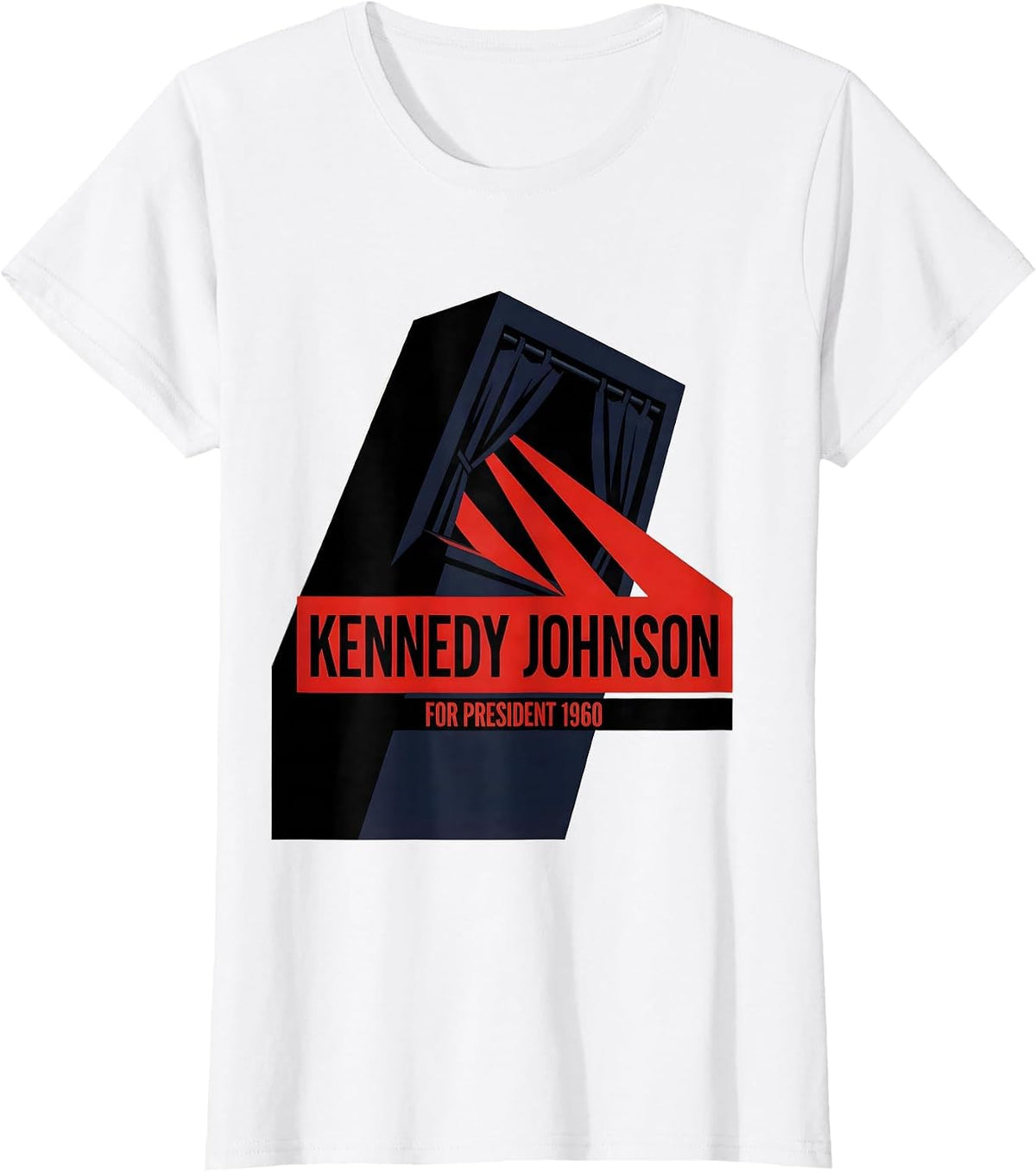 Women's Kennedy Johnson For President 1960 Retro Campaign Nostalgic T-Shirt - White
