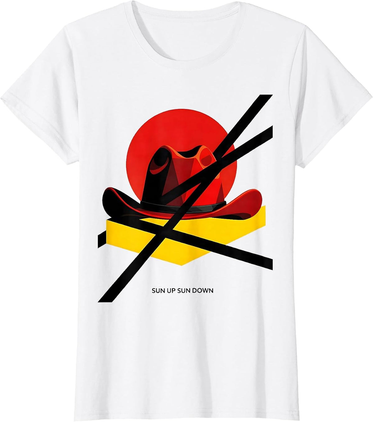 Women's Sun Up Sun Down Cowgirl Western Design T-Shirt - White