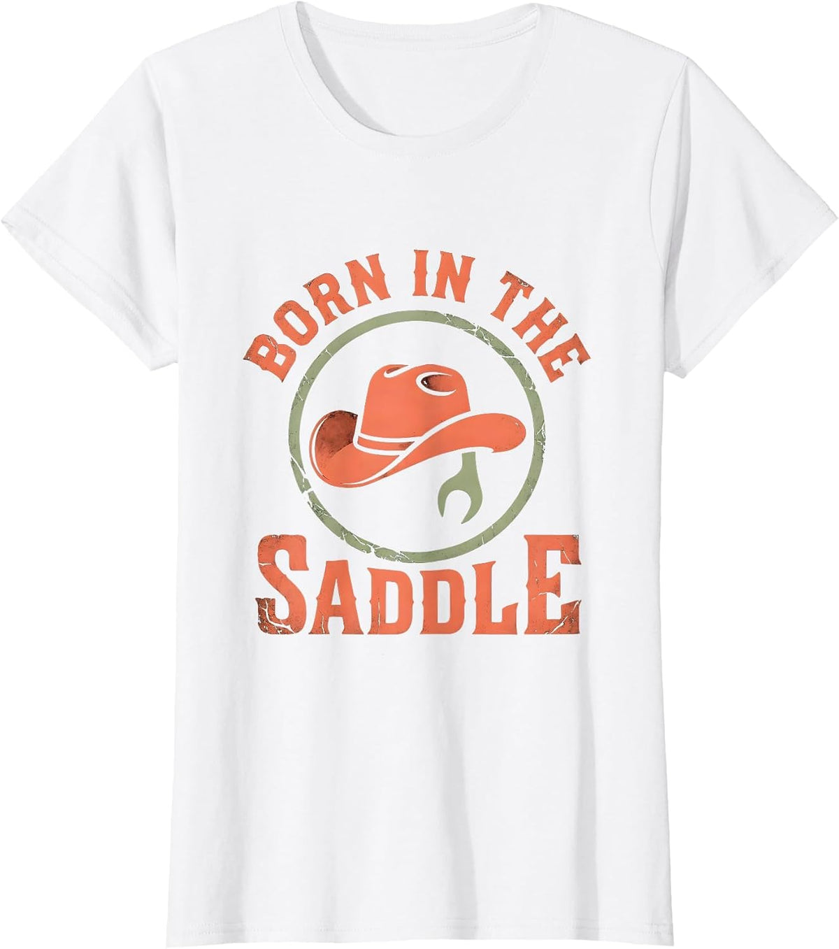 Born in the Saddle Western Cowgirl Design T-Shirt - White