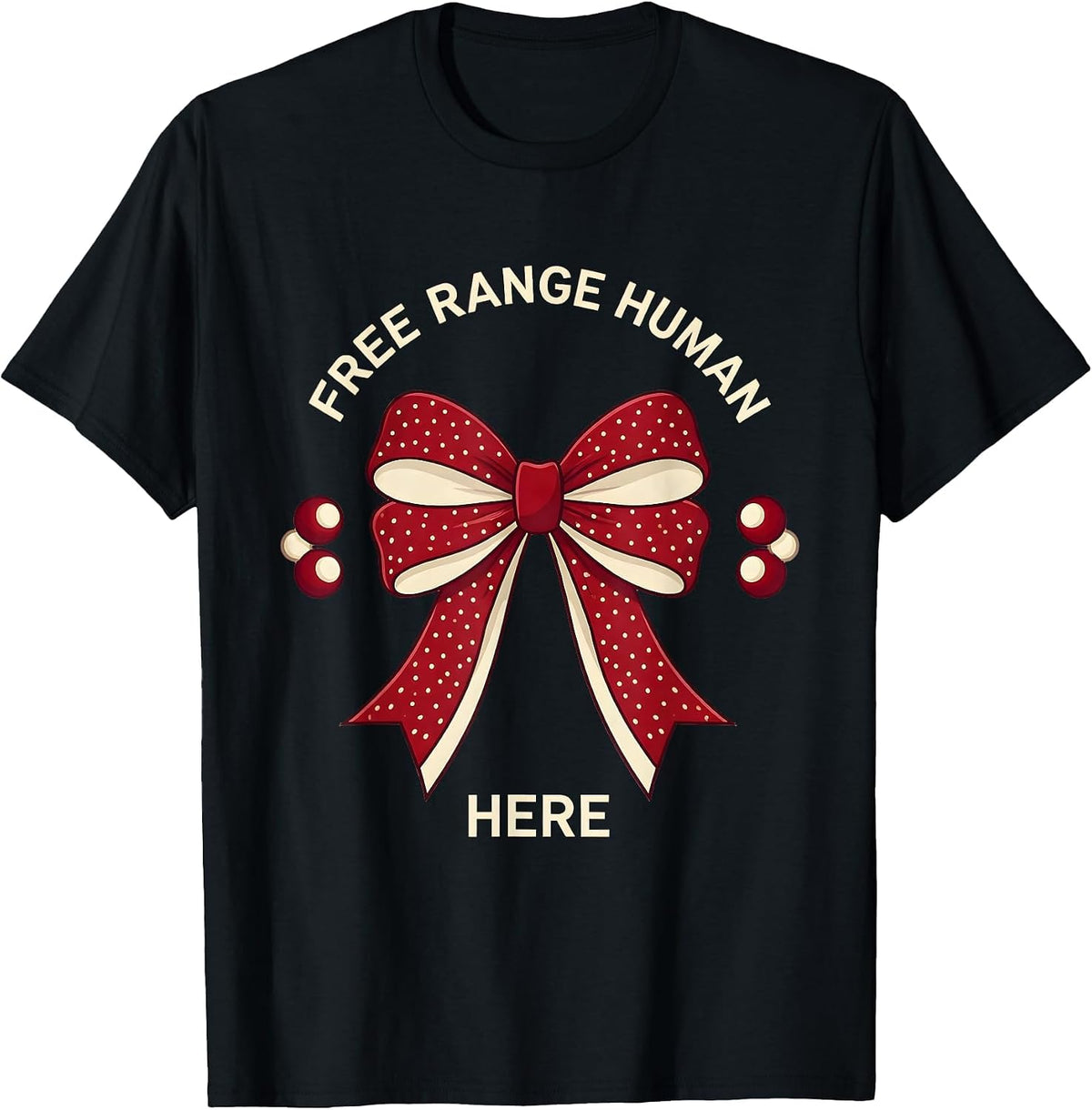 Men's Free Range Human Here Bold Freedom Design T-Shirt - Black