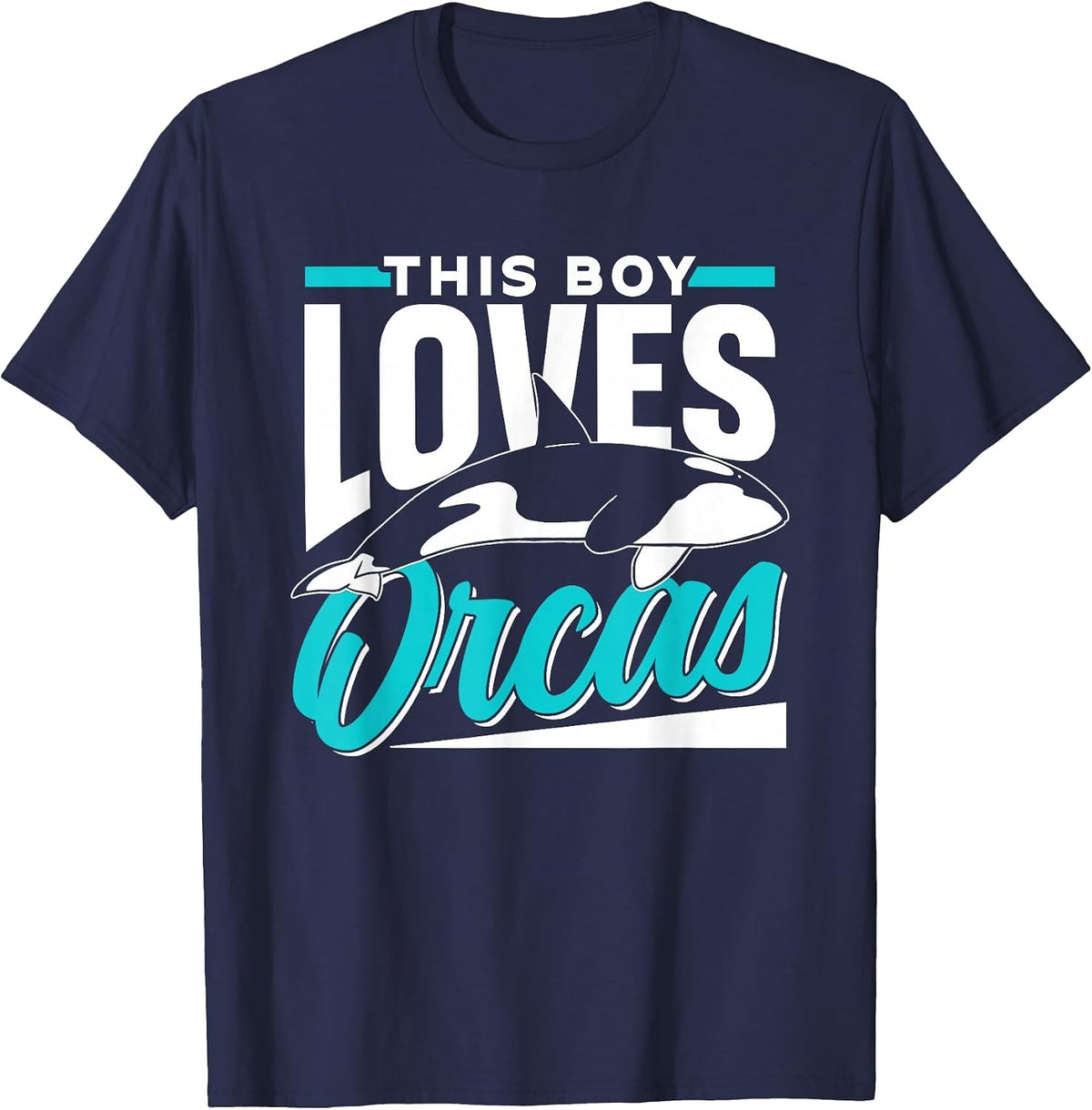 This Boy Loves Orcas Sea Protect Whale Orca T-Shirt - Navy Blue