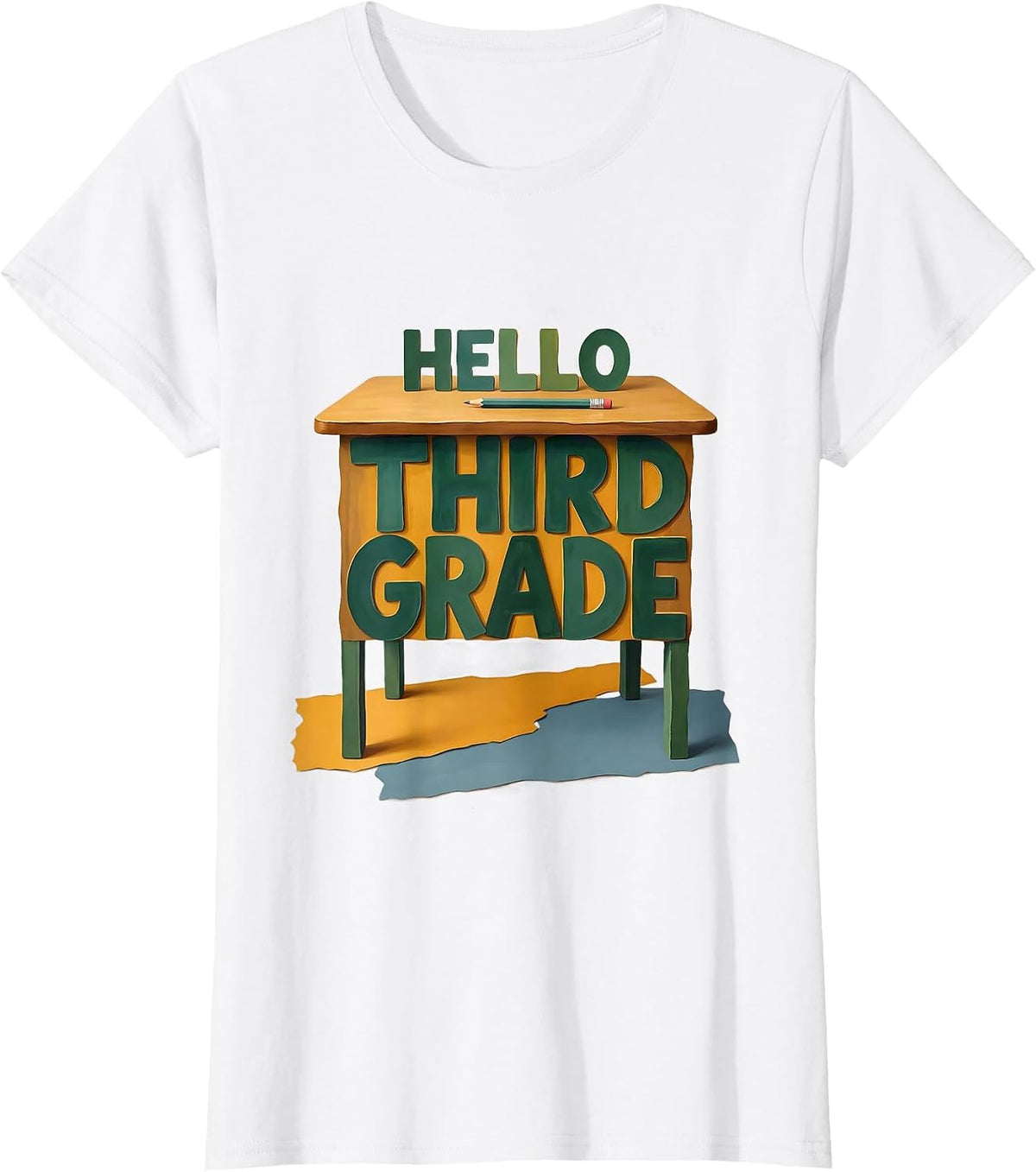 Women's Hello Third Grade Storybook Back To School Teacher Student T-Shirt - White