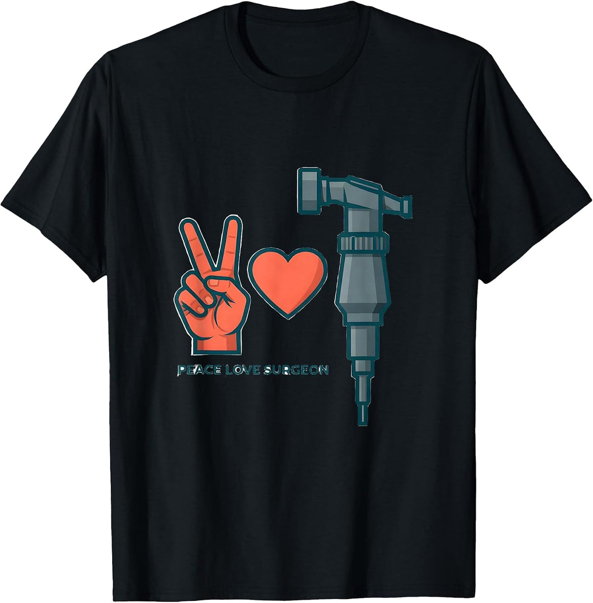 Men's Peace Love Surgeon Funny Surgical Tech Surgeon Gift T-Shirt - Black