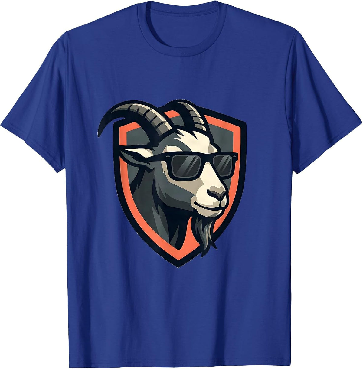 Men's Goat Sunglasses Shield Mascot Logo Novelty T-Shirt - Royal Blue