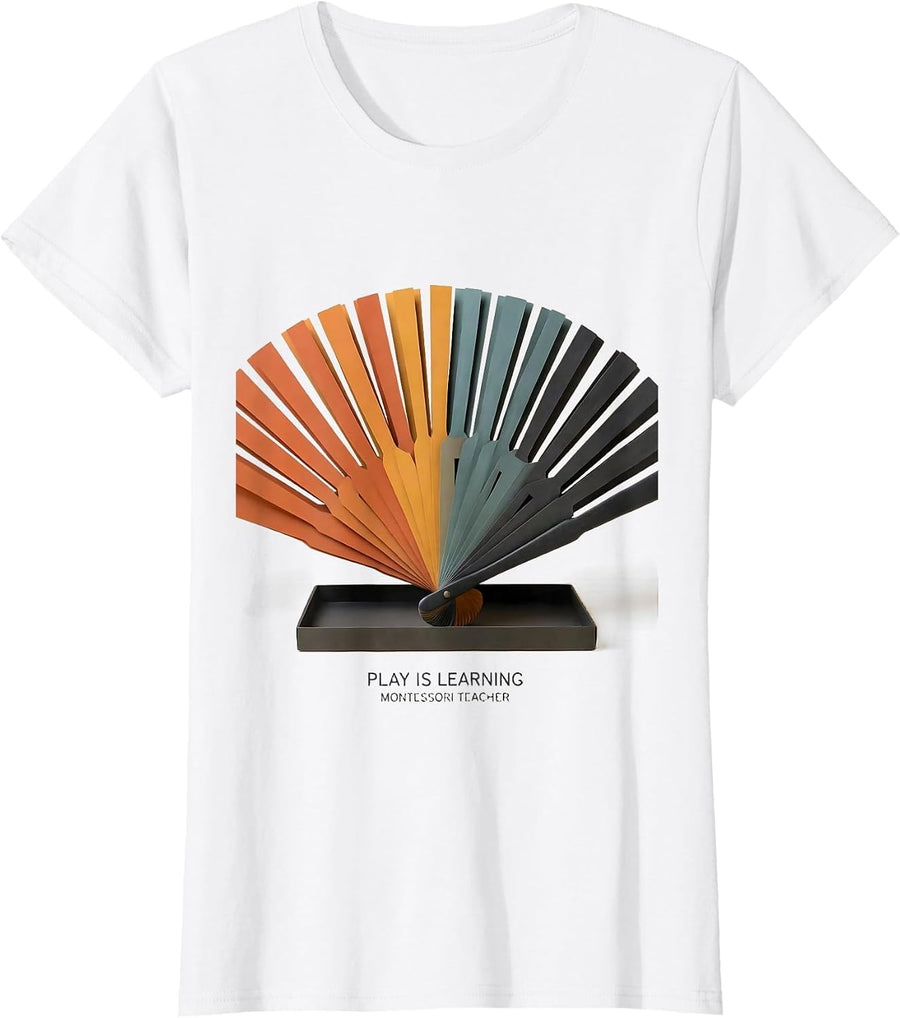 Women's Play Is Learning Montessori Teacher Preschool Educator T-Shirt - White