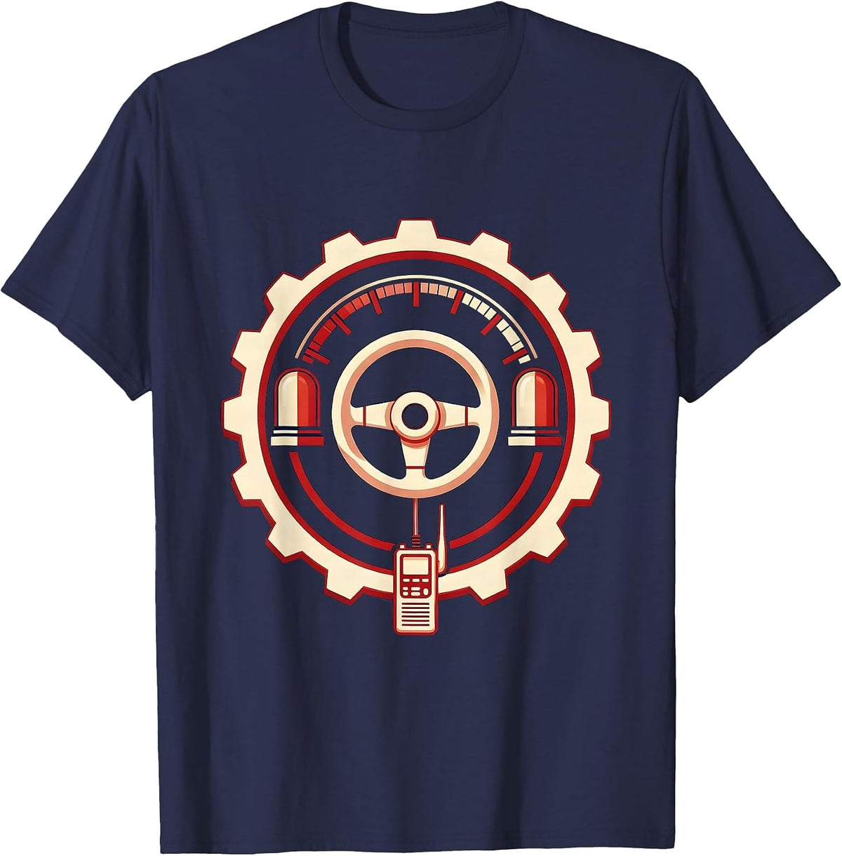 Men's EMT Ambulance Dashboard Emergency Lights Graphic T-Shirt - Navy Blue