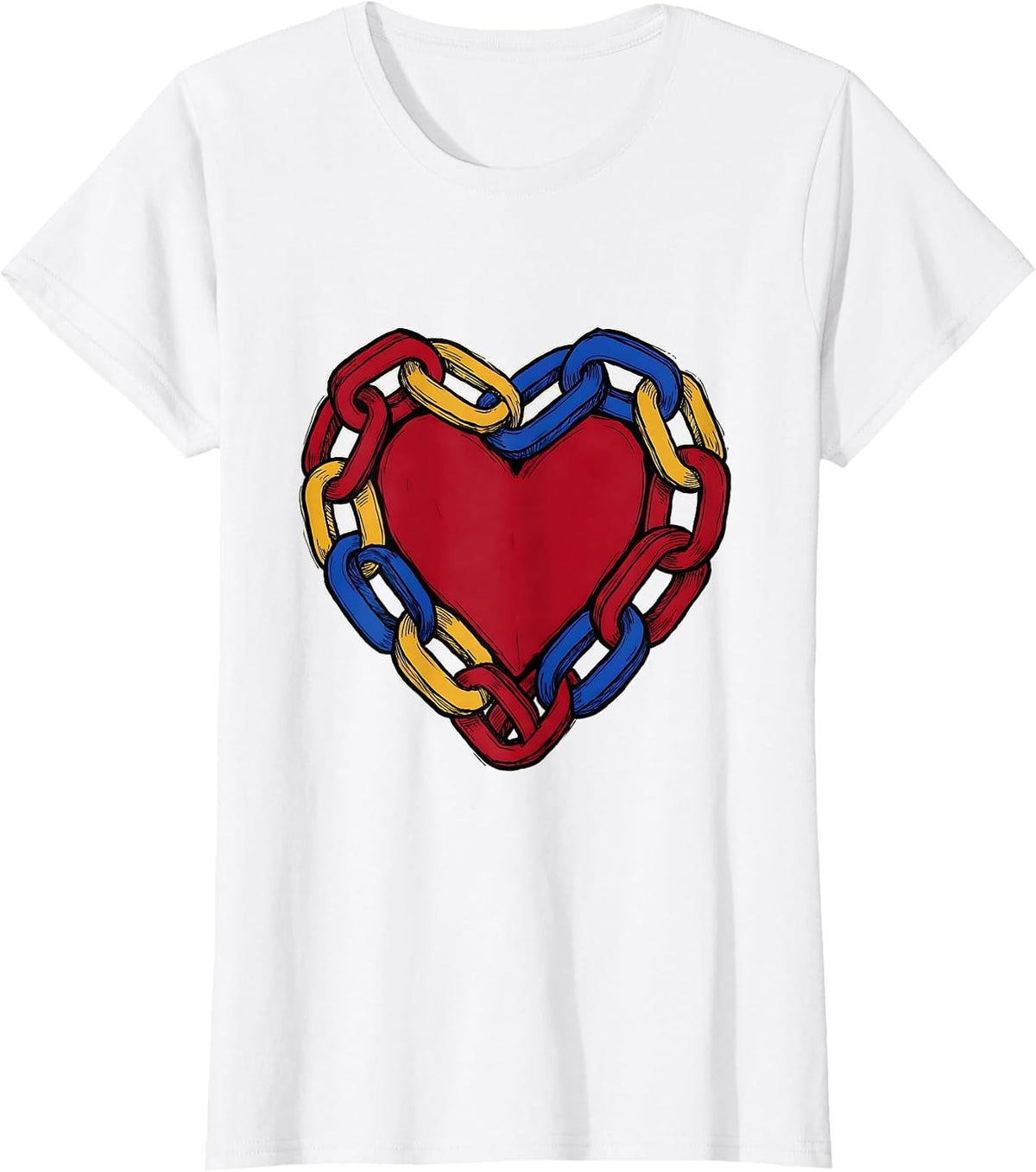Preschool Teacher Construction Paper Chain Heart T-Shirt - White