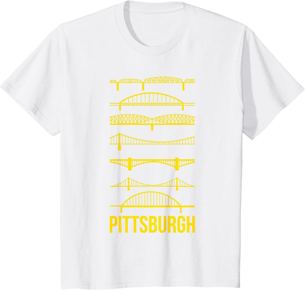 Pittsburgh Bridges Black and Yellow Silhouettes T-Shirt - White